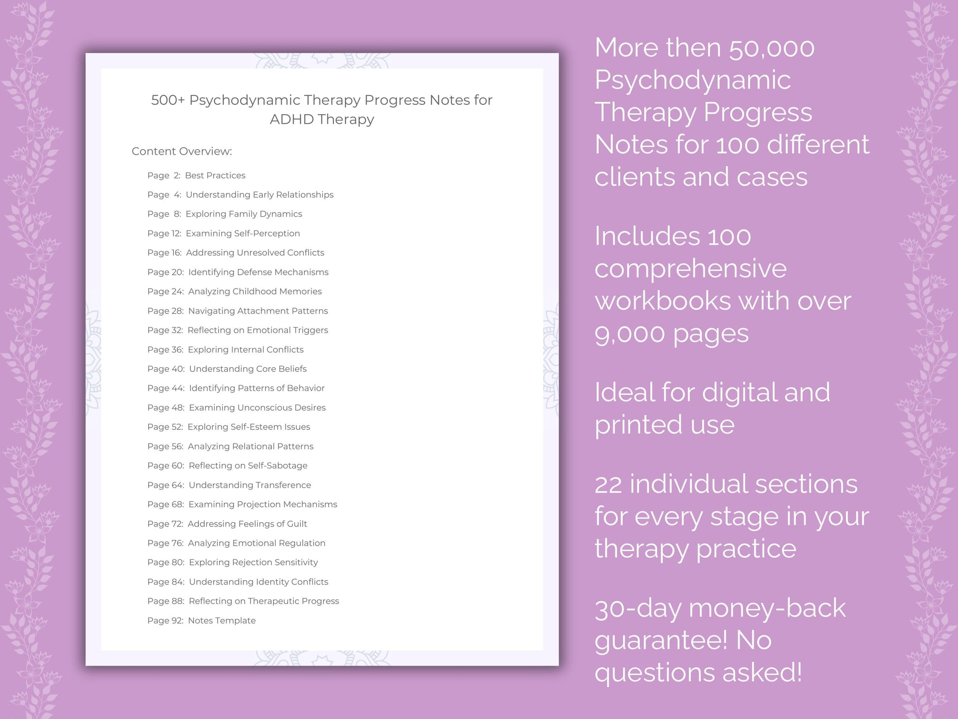 Psychodynamic Therapy Progress Notes Counseling Templates