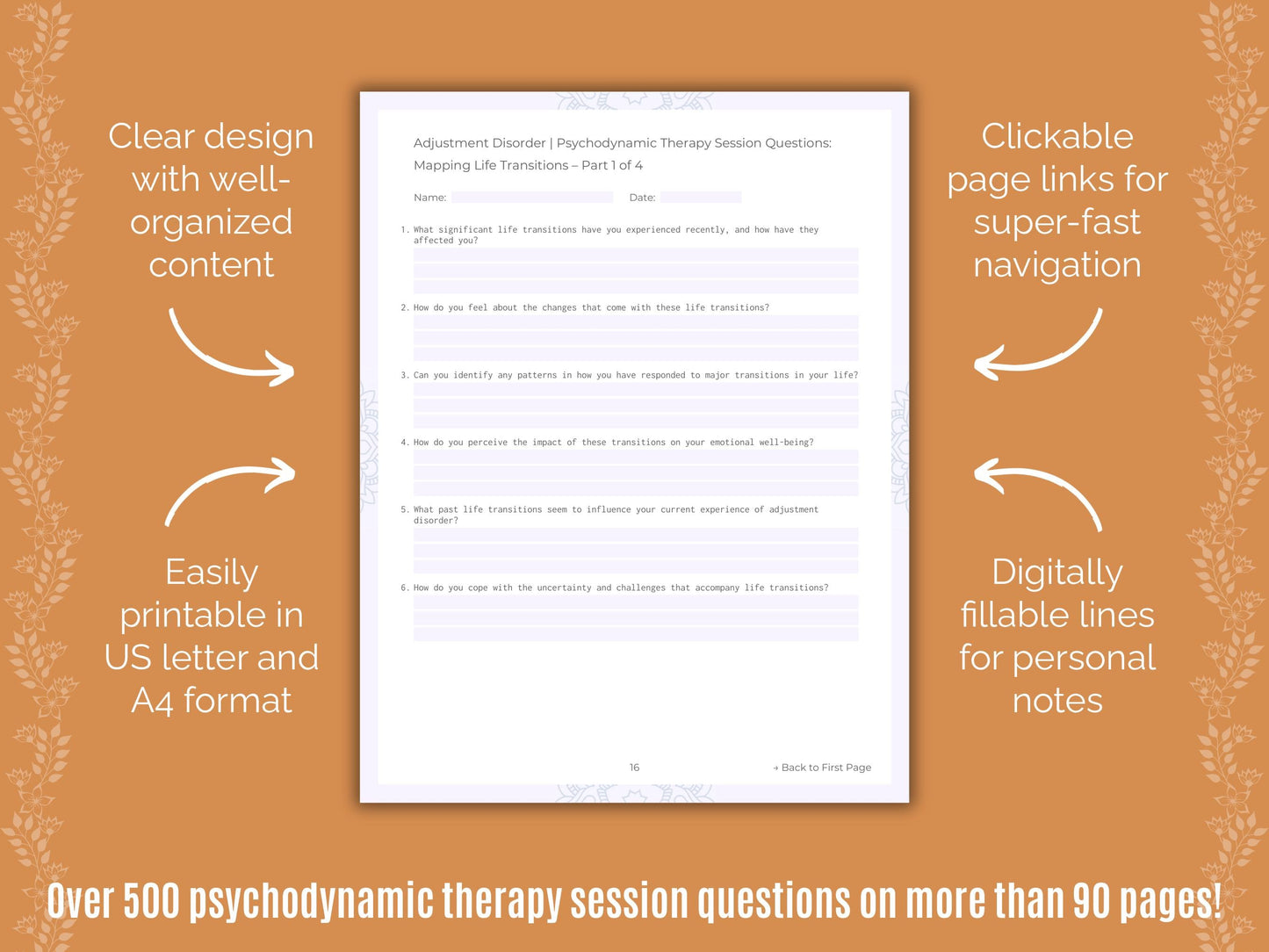 Adjustment Disorder Psychodynamic Therapy Counseling Templates