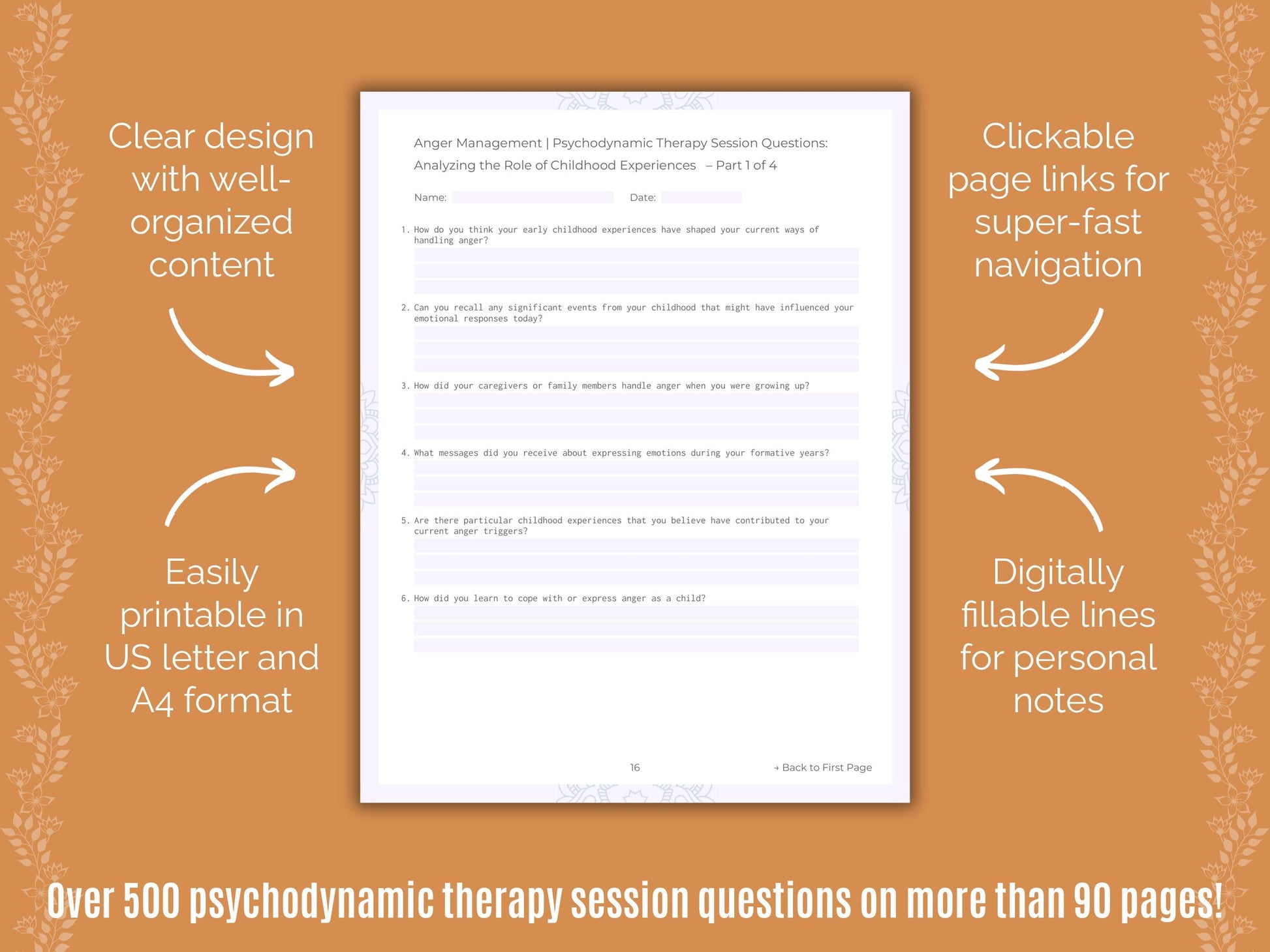 Anger Management Psychodynamic Therapy Counseling Templates