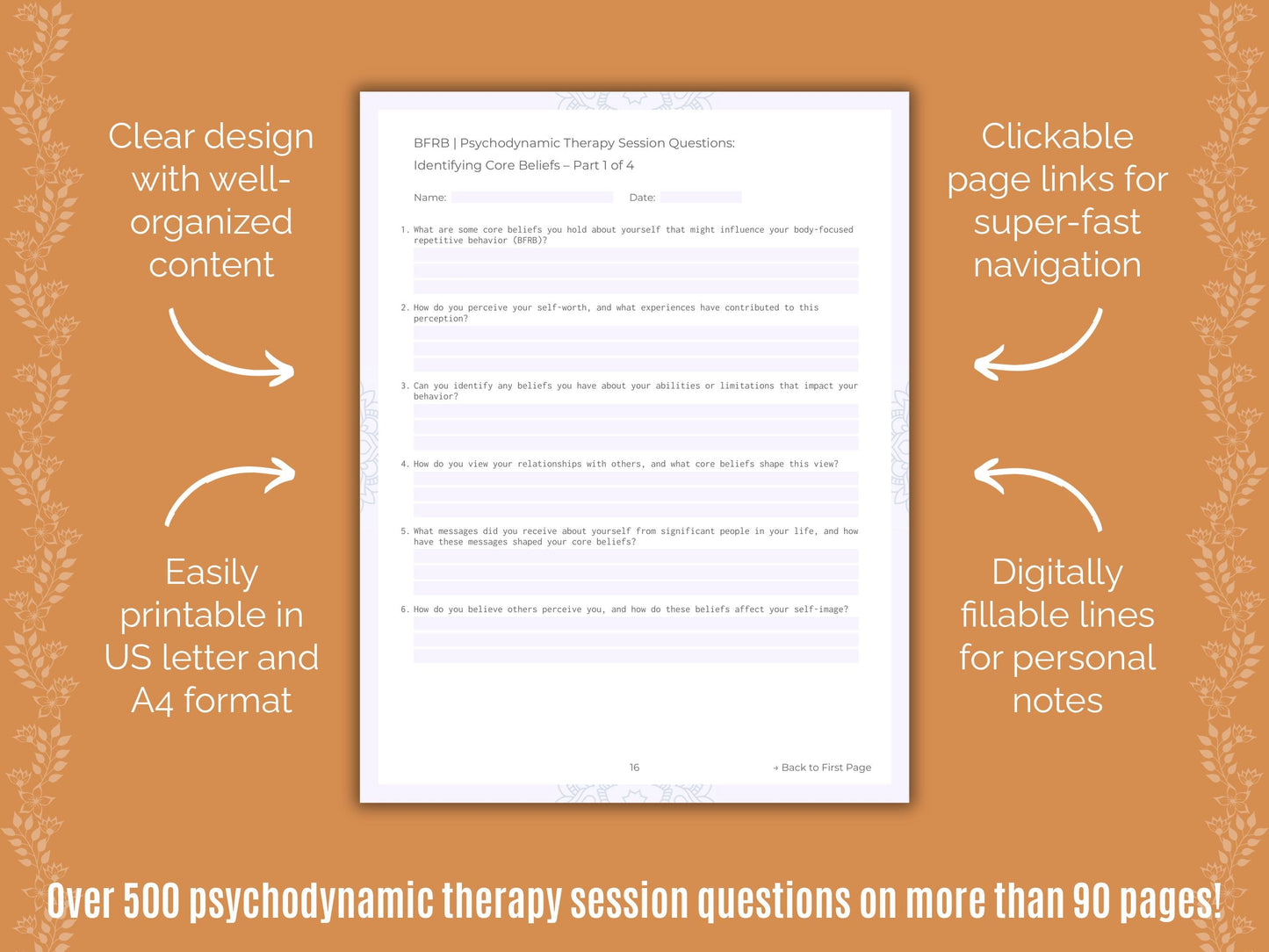 Body-Focused Repetitive Behavior (BFRB) Psychodynamic Therapy Counseling Templates