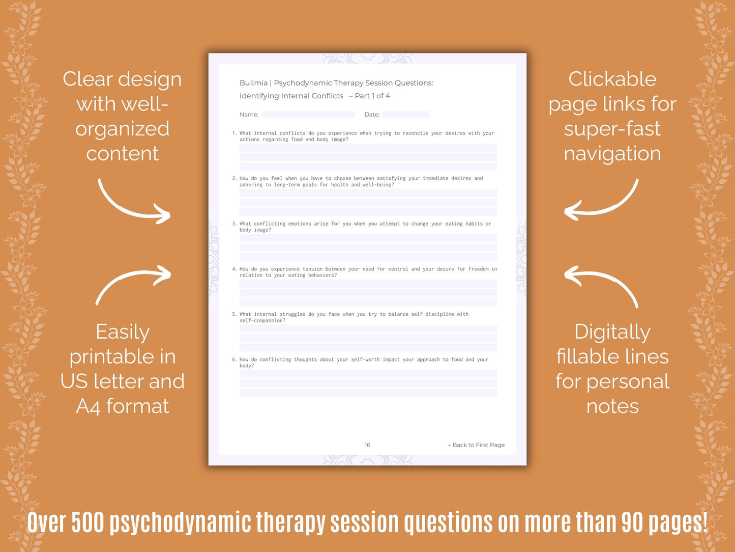 Bulimia Psychodynamic Therapy Counseling Templates