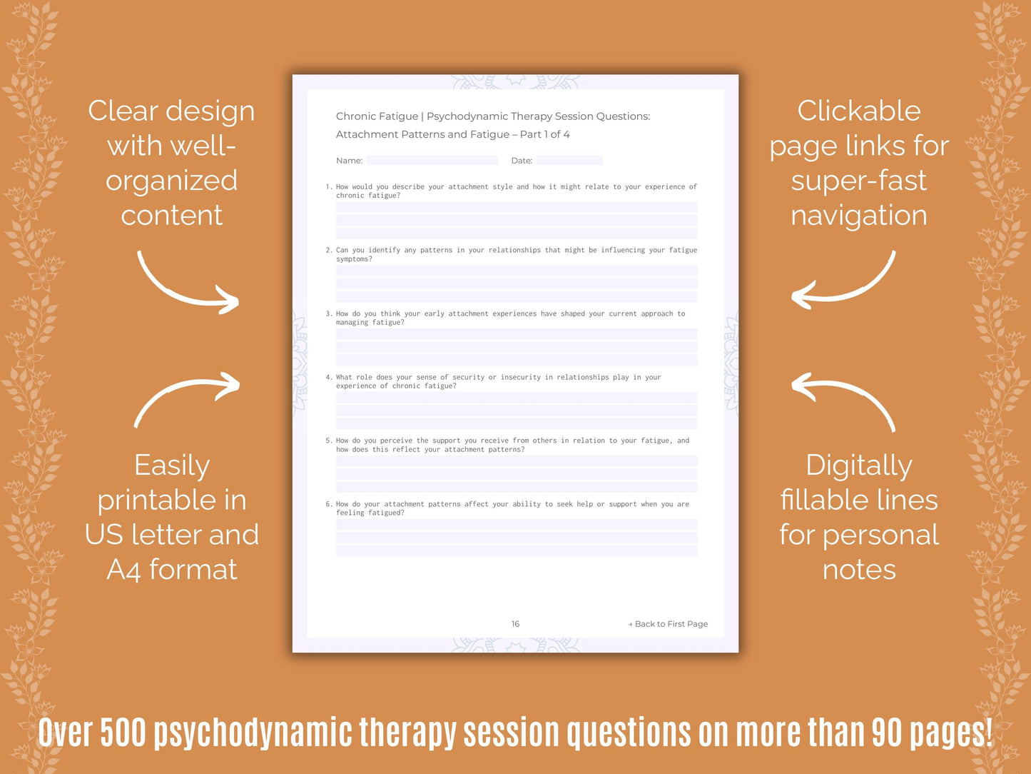 Chronic Fatigue Psychodynamic Therapy Counseling Templates