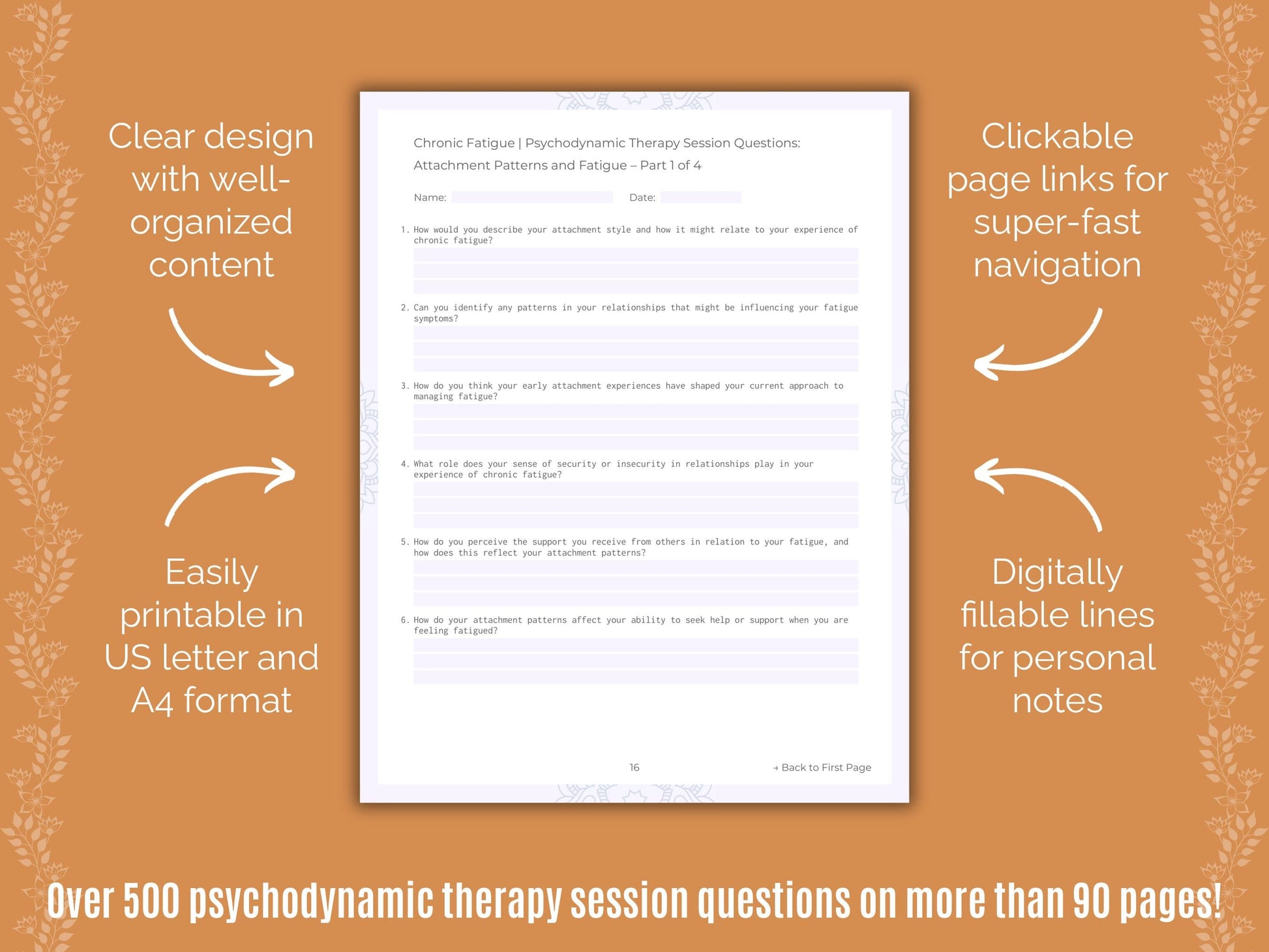 Chronic Fatigue Psychodynamic Therapy Counseling Templates