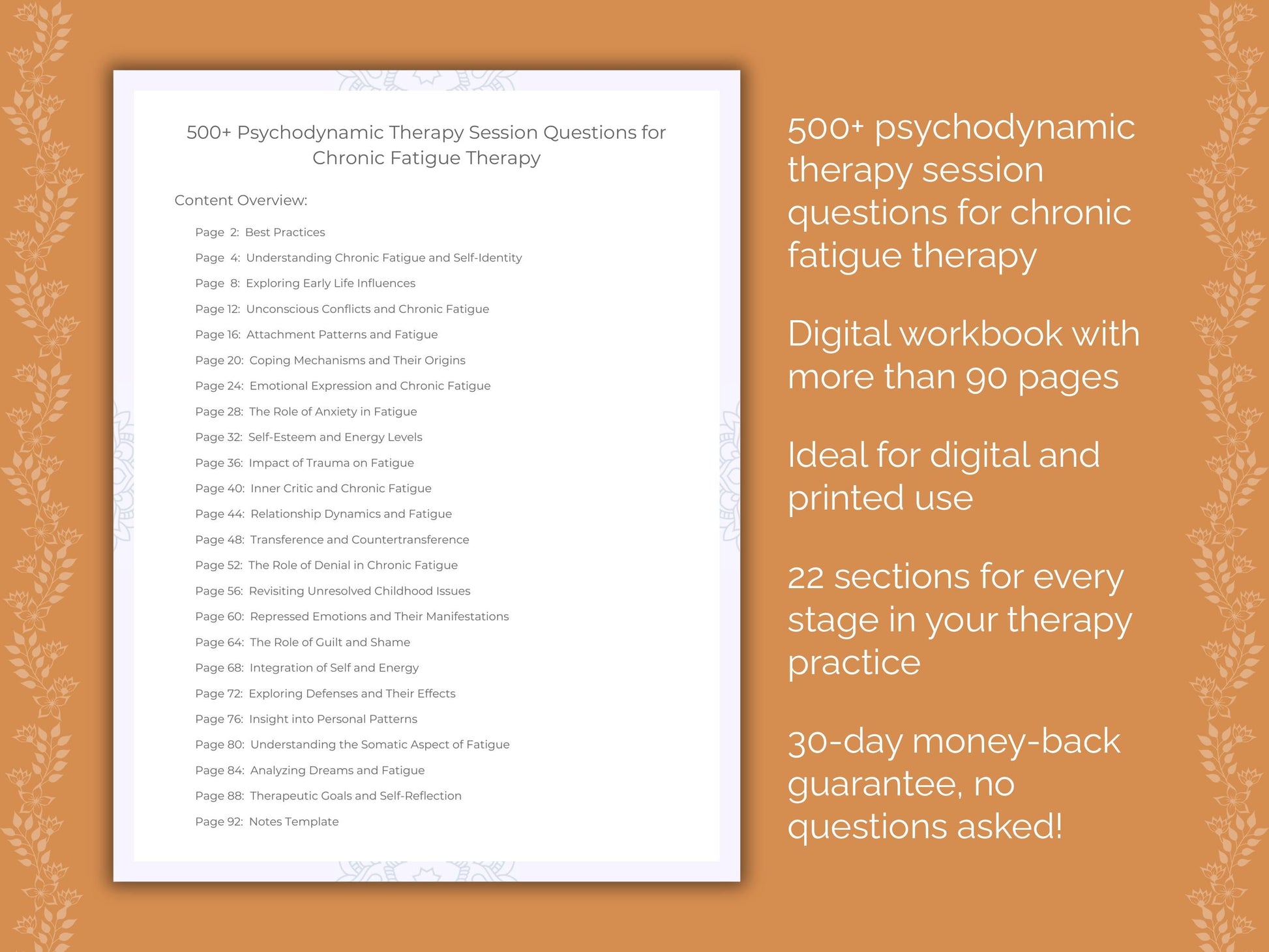 Chronic Fatigue Psychodynamic Therapy Therapist Worksheets