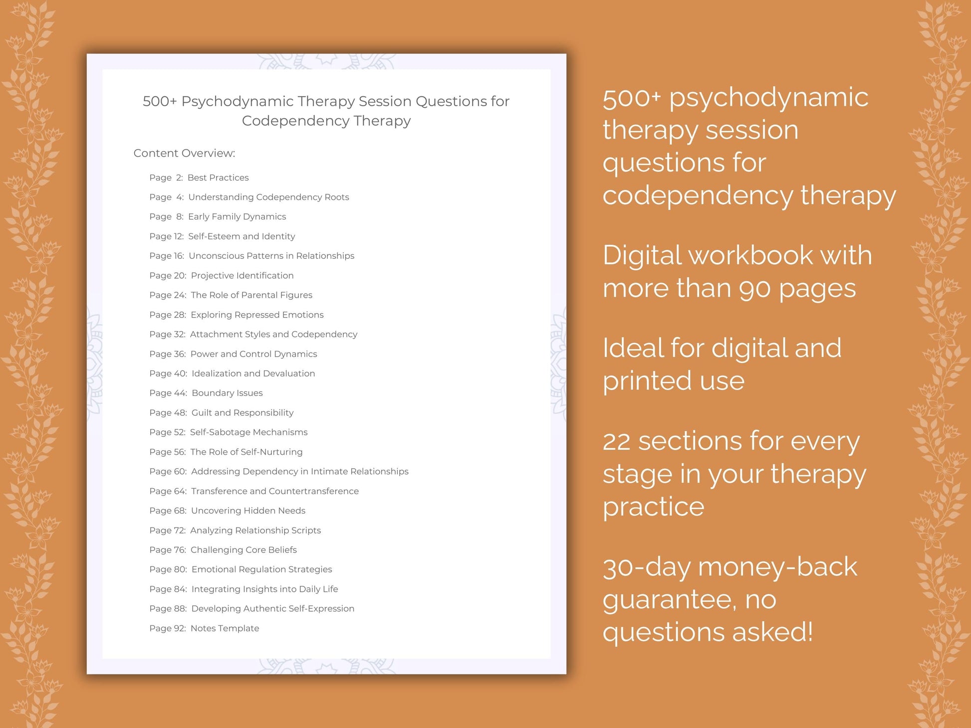 Codependency Psychodynamic Therapy Therapist Worksheets