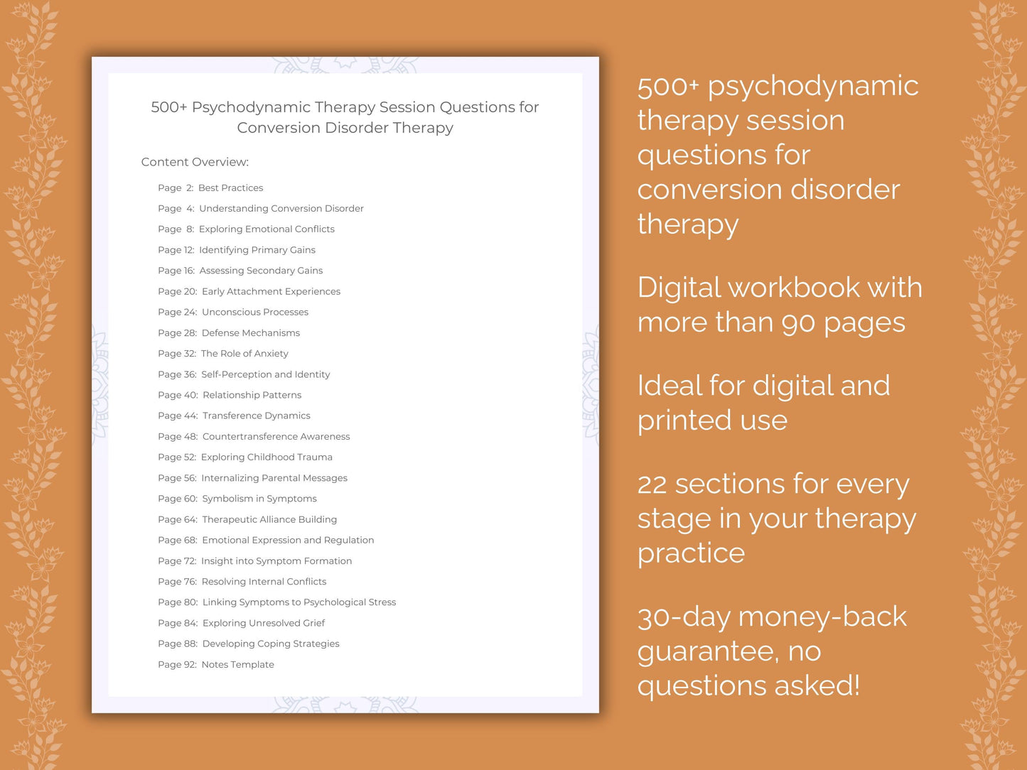 Conversion Disorder Psychodynamic Therapy Therapist Worksheets