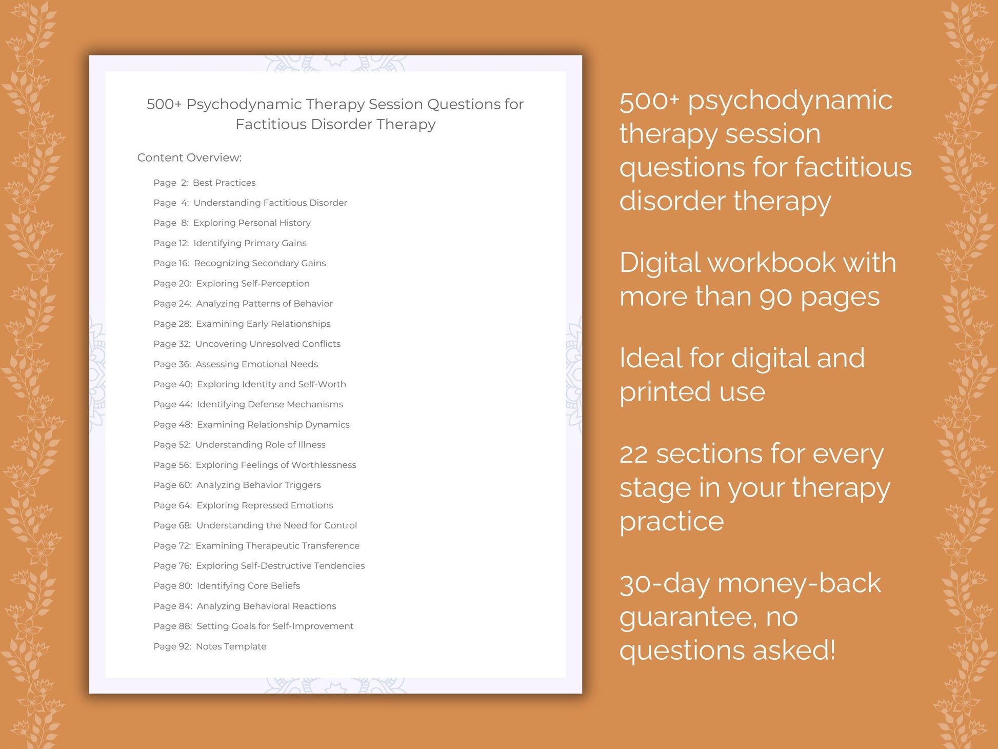 Factitious Disorder Psychodynamic Therapy Therapist Worksheets