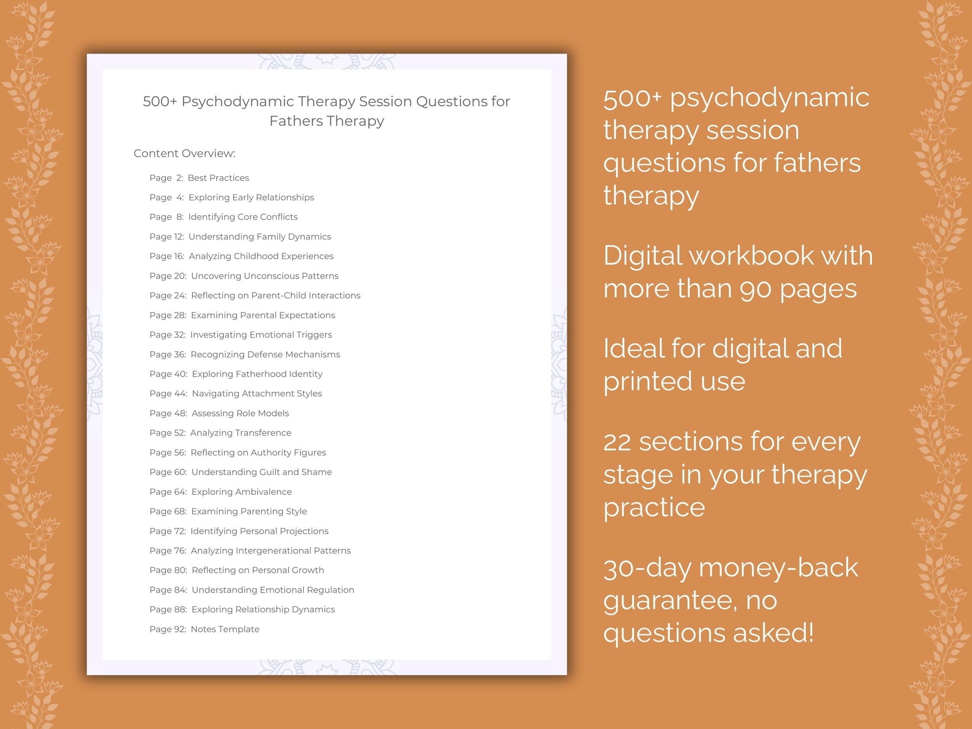 Fathers Psychodynamic Therapy Therapist Worksheets