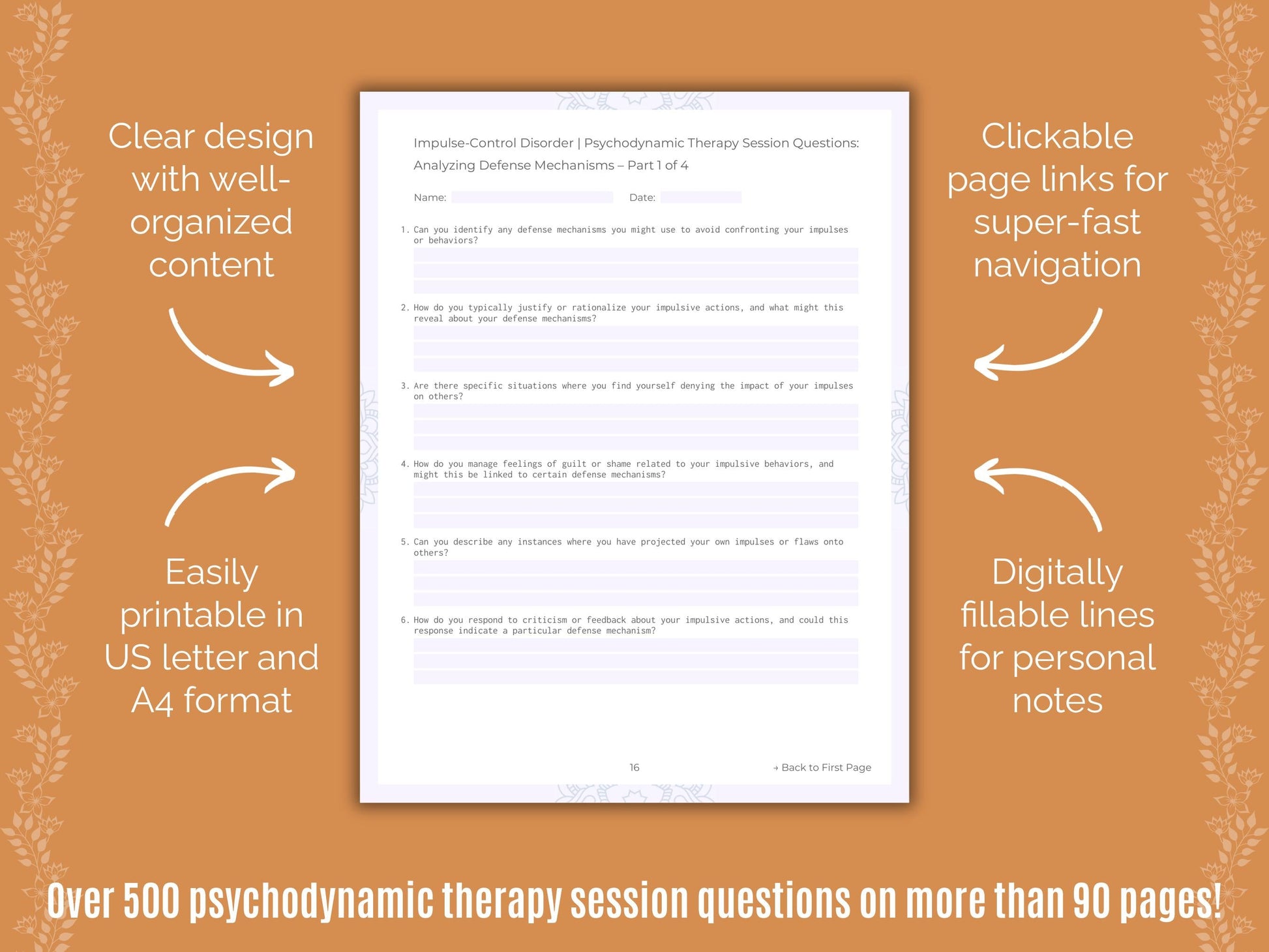 Impulse-Control Disorder (ICD) Psychodynamic Therapy Counseling Templates