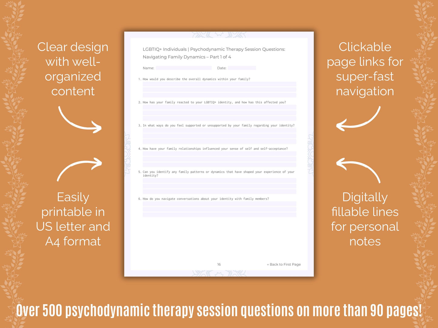 LGBTIQ+ Individuals Psychodynamic Therapy Counseling Templates