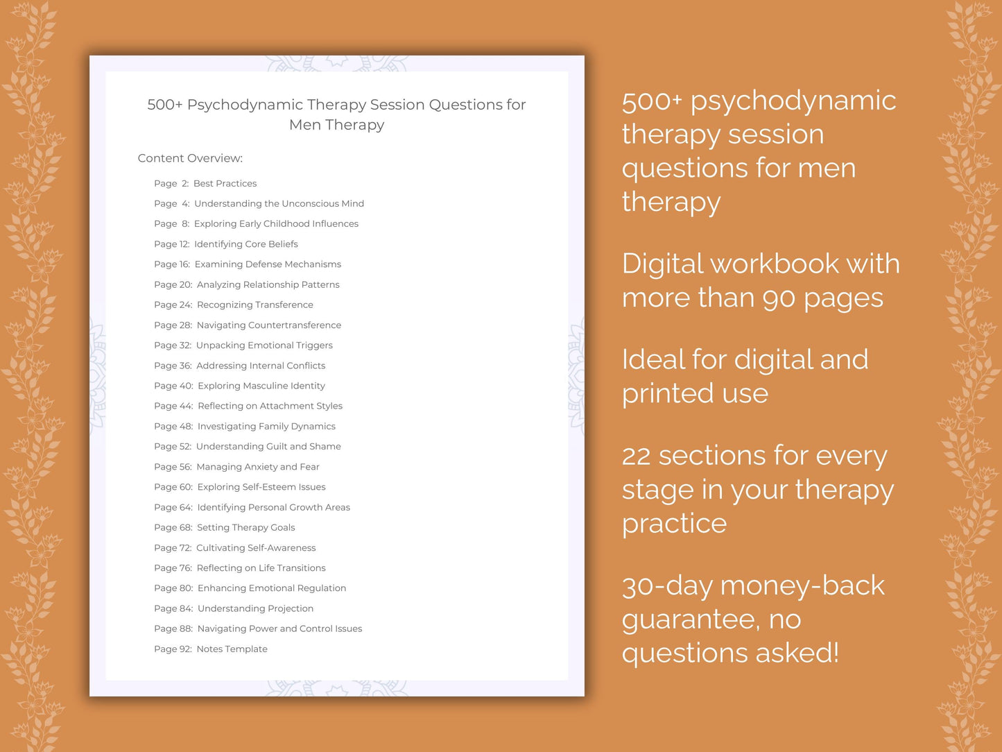 Men Psychodynamic Therapy Therapist Worksheets