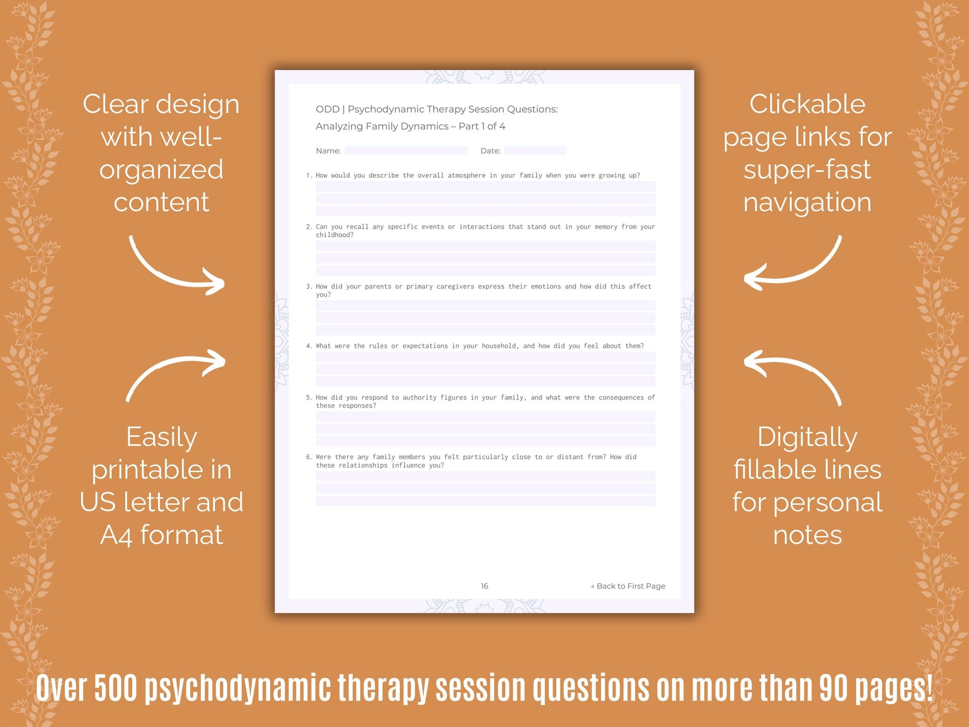 Oppositional Defiant Disorder (ODD) Psychodynamic Therapy Counseling Templates