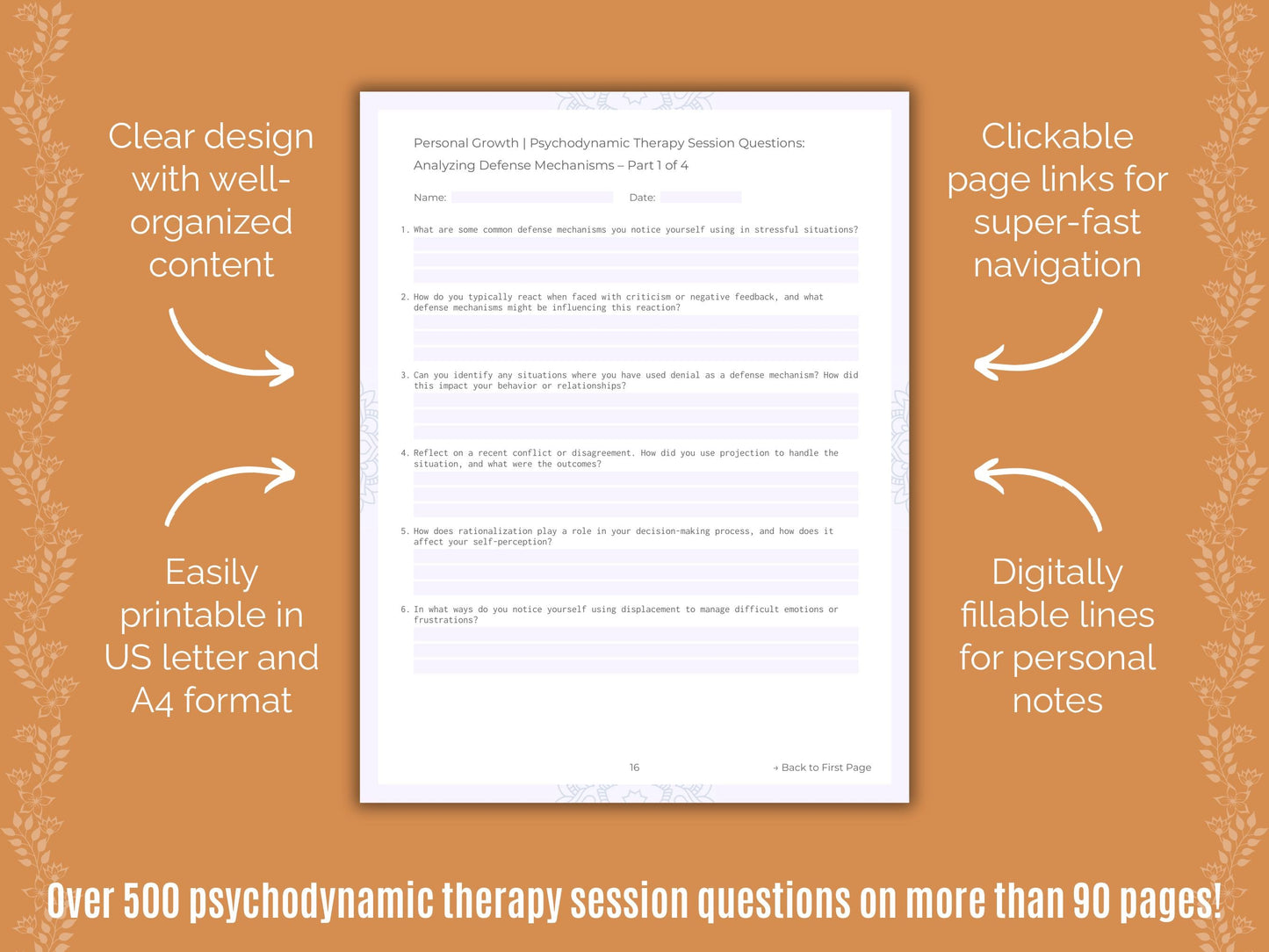 Personal Growth Psychodynamic Therapy Counseling Templates