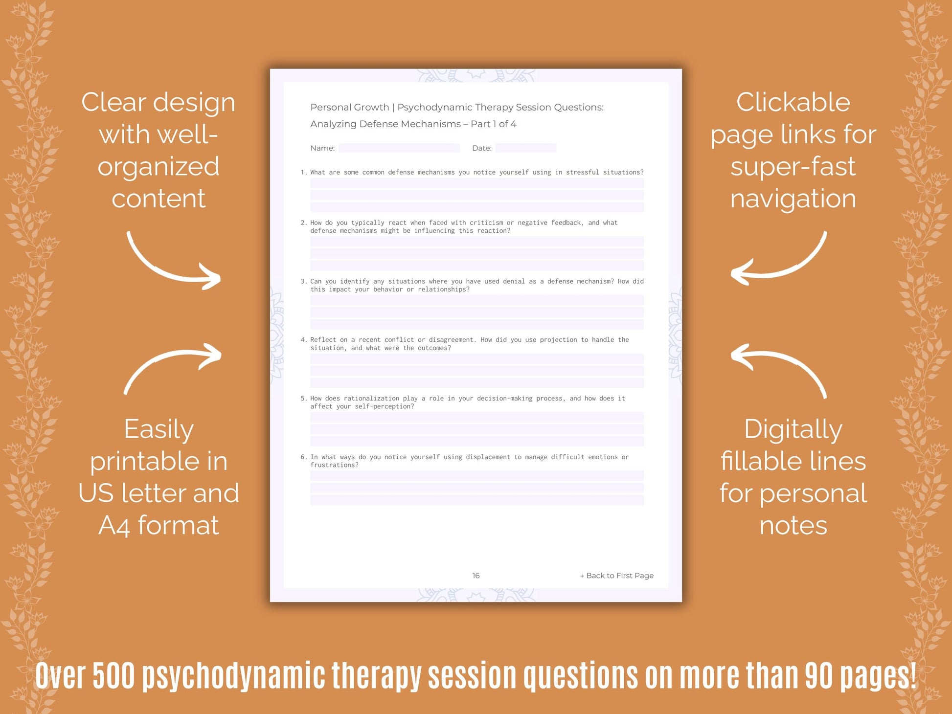 Personal Growth Psychodynamic Therapy Counseling Templates