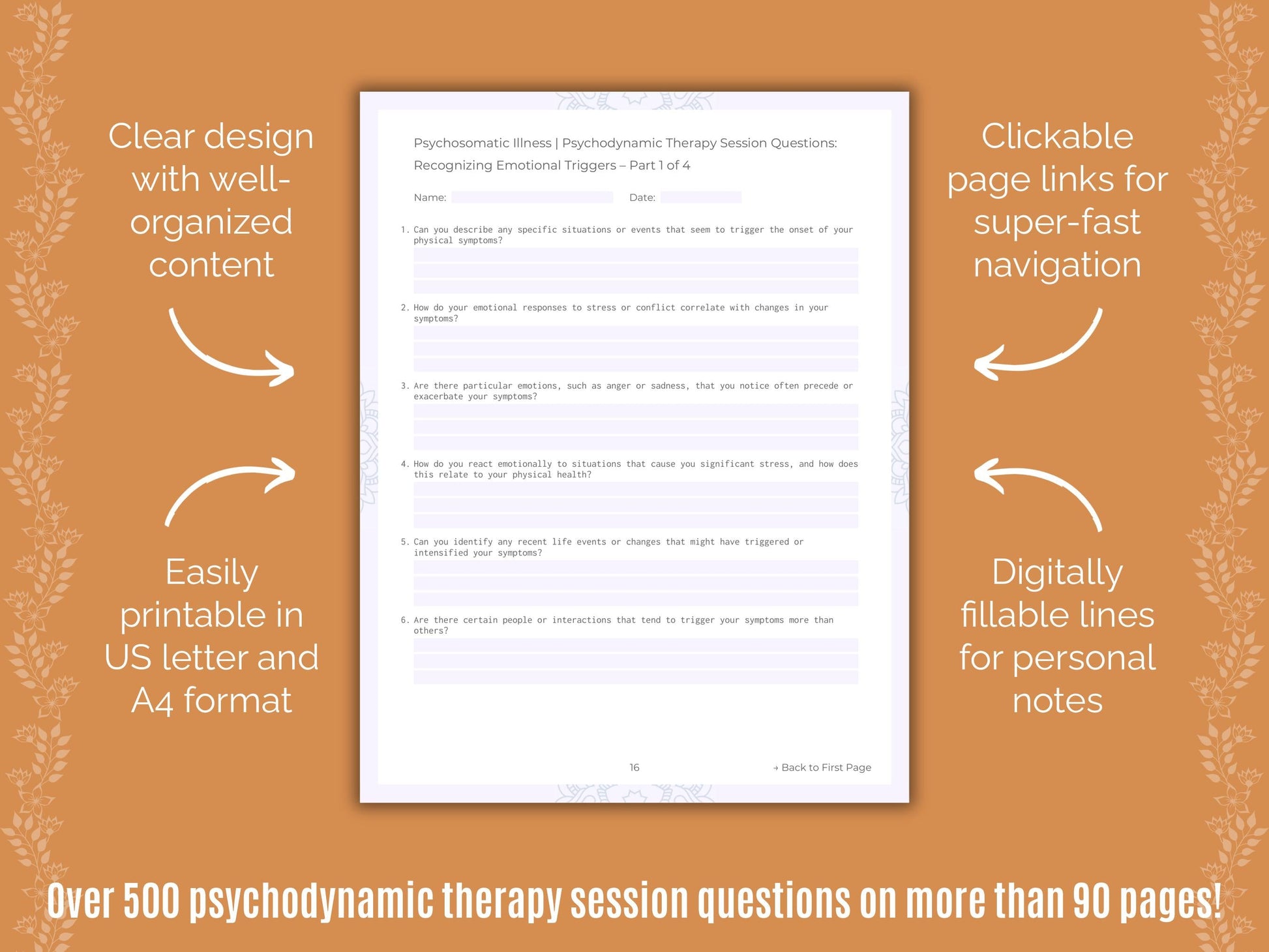 Psychosomatic Illness Psychodynamic Therapy Counseling Templates