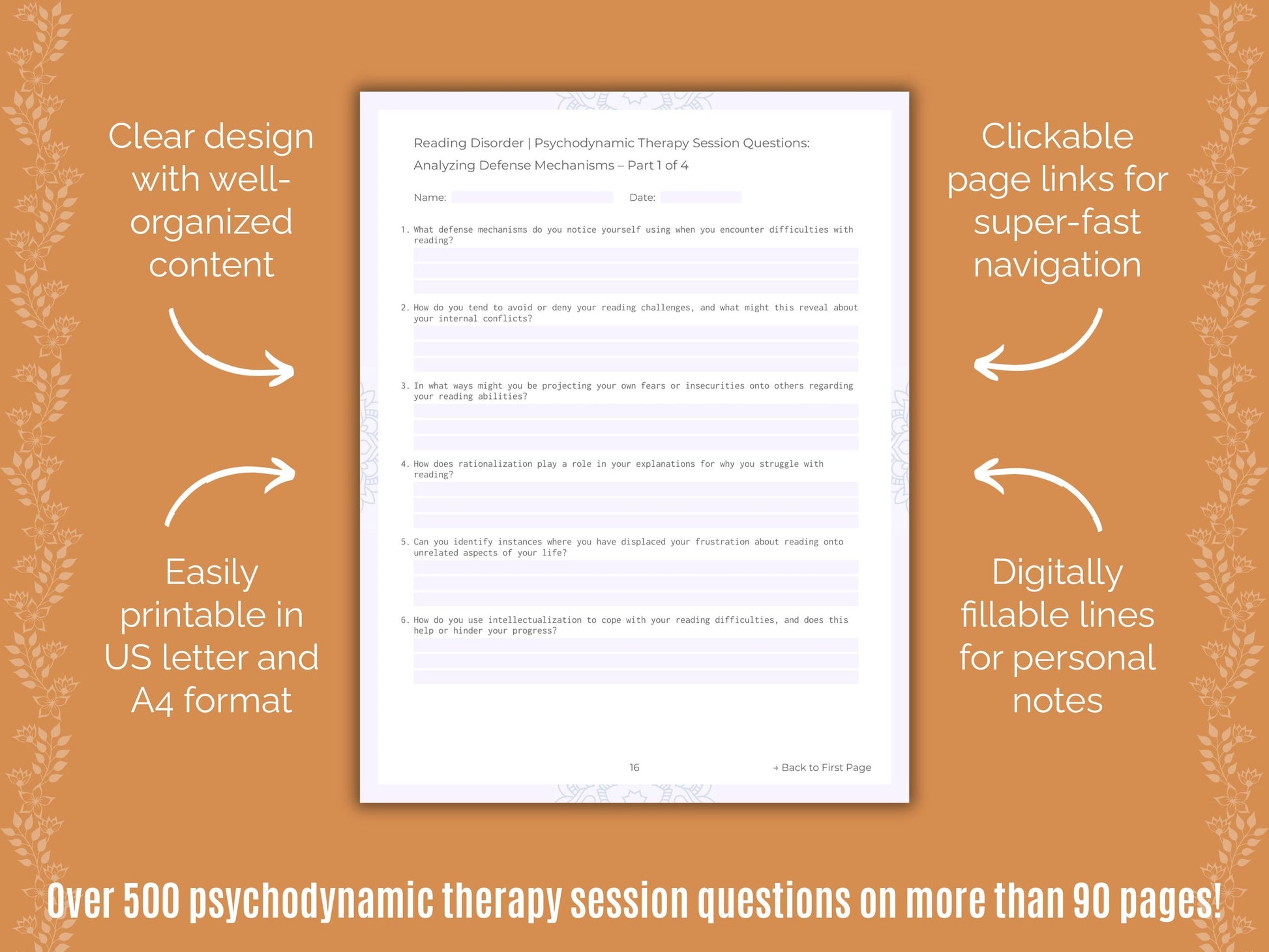 Reading Disorder Psychodynamic Therapy Counseling Templates