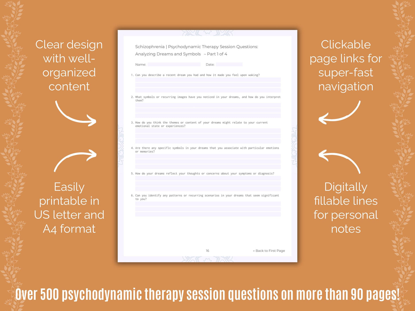 Schizophrenia Psychodynamic Therapy Counseling Templates