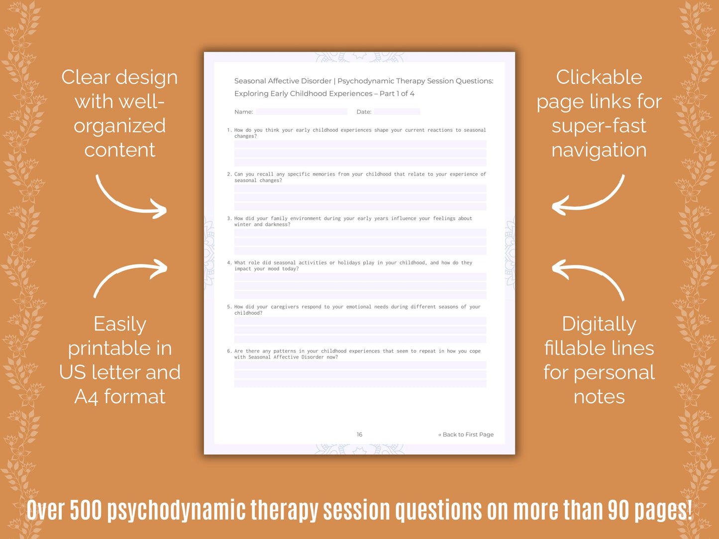 Seasonal Affective Disorder Psychodynamic Therapy Counseling Templates