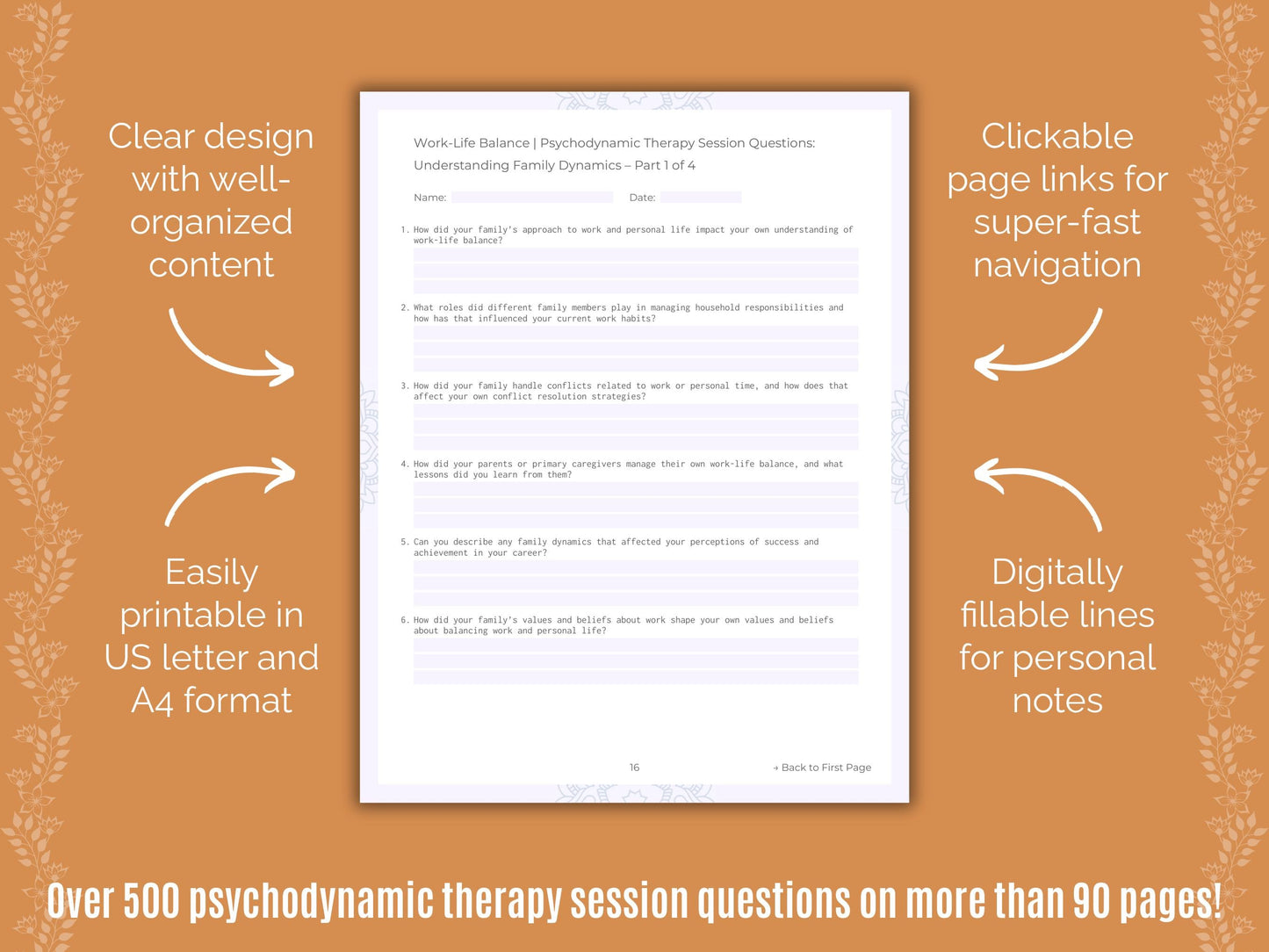 Work-Life Balance Psychodynamic Therapy Counseling Templates