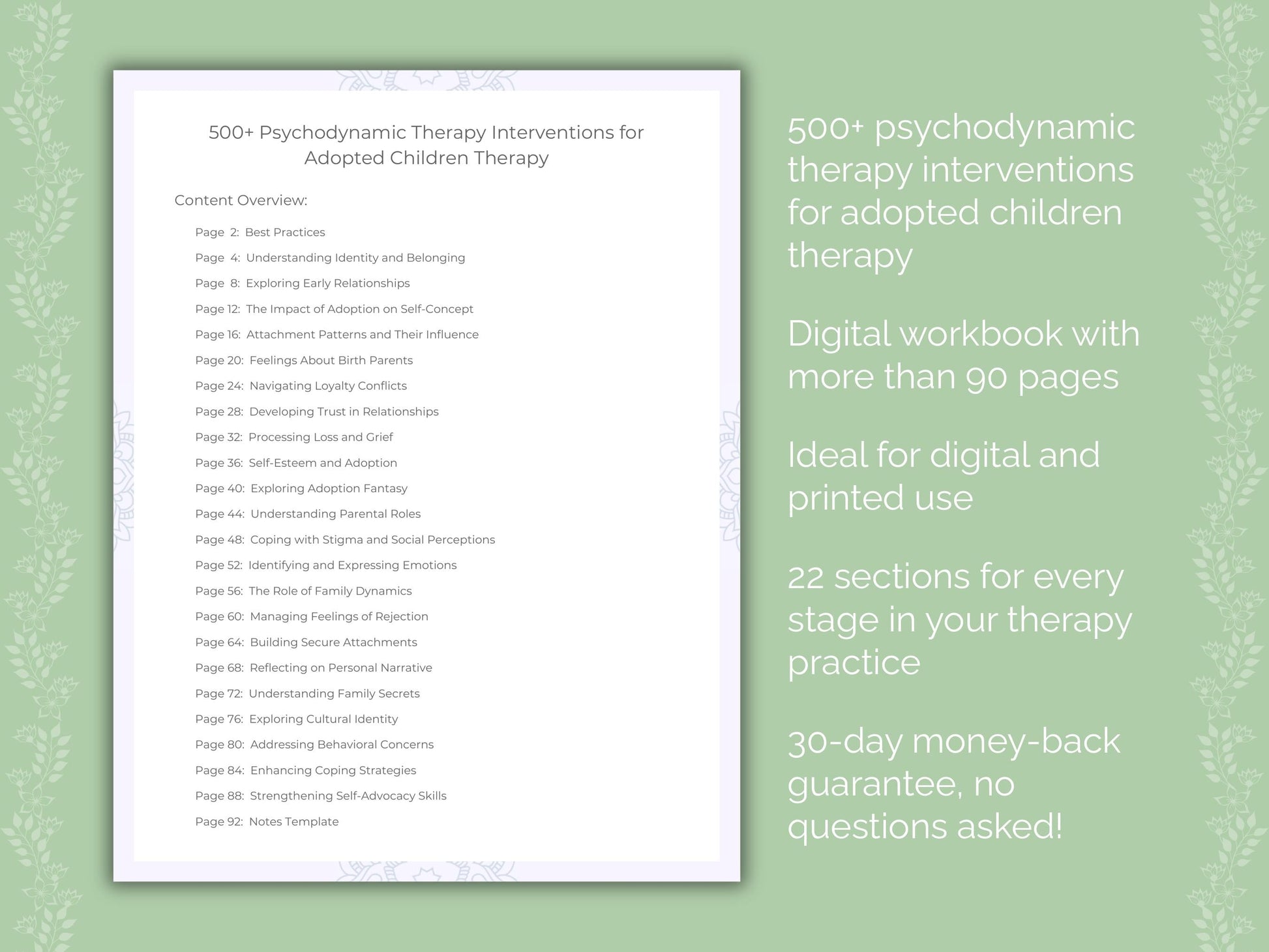 Adopted Children Psychodynamic Therapy Therapist Worksheets