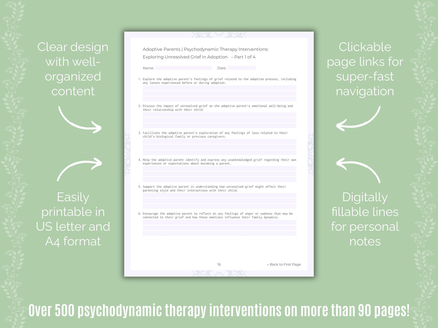 Adoptive Parents Psychodynamic Therapy Counseling Templates