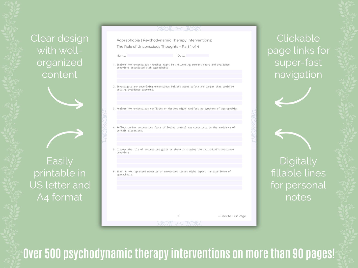 Agoraphobia Psychodynamic Therapy Counseling Templates