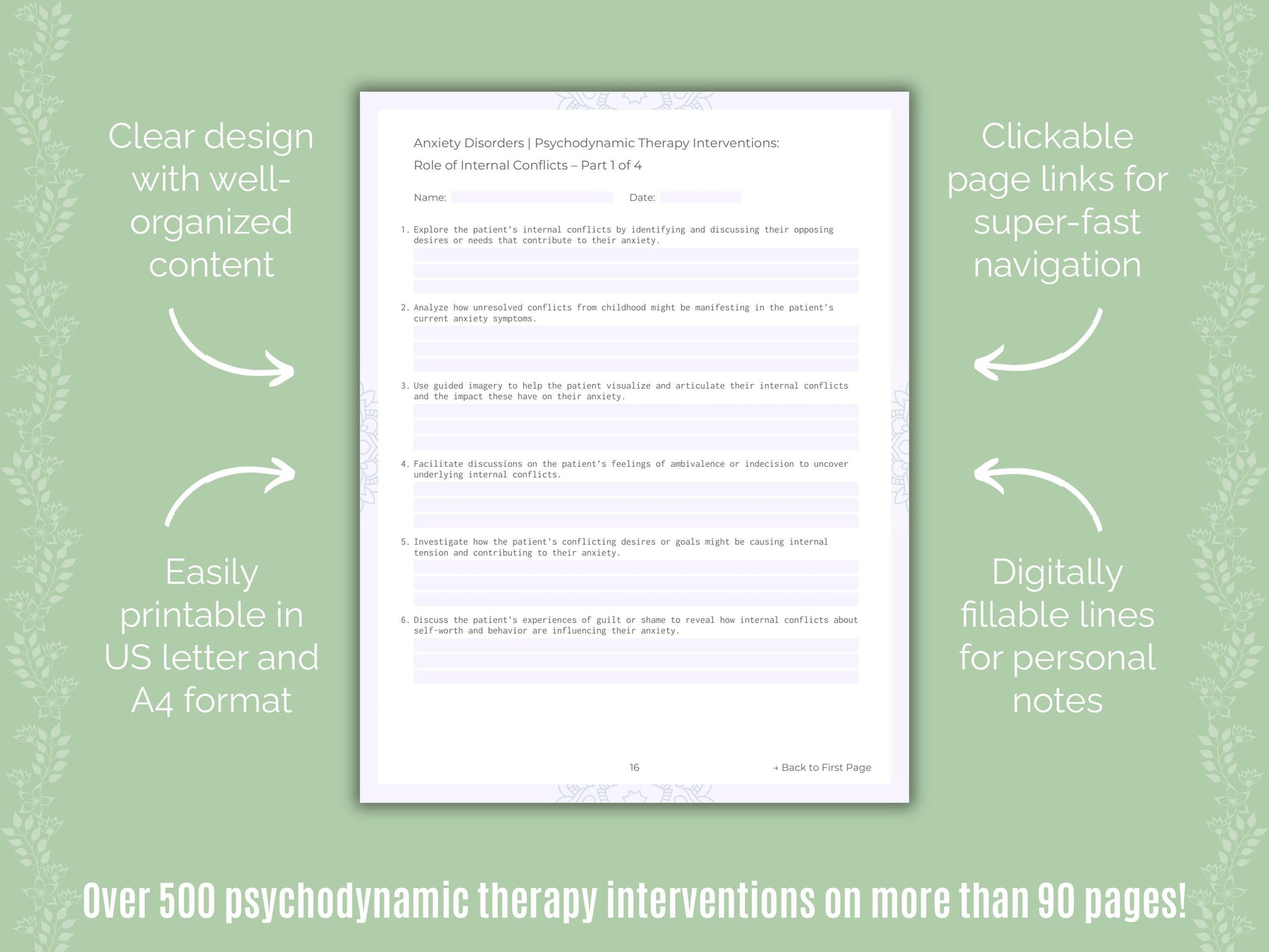 Anxiety Disorders Psychodynamic Therapy Counseling Templates