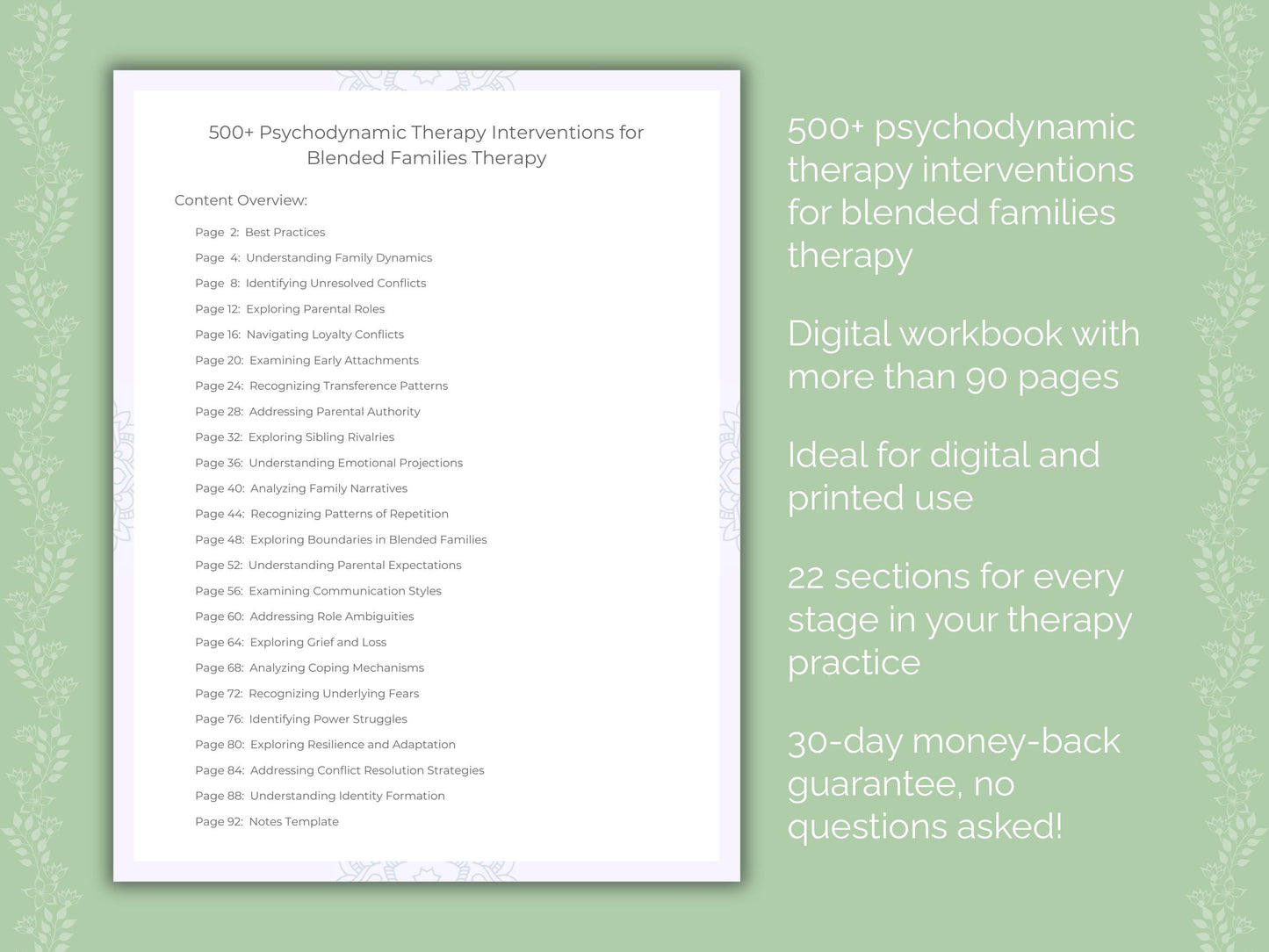 Blended Families Psychodynamic Therapy Therapist Worksheets