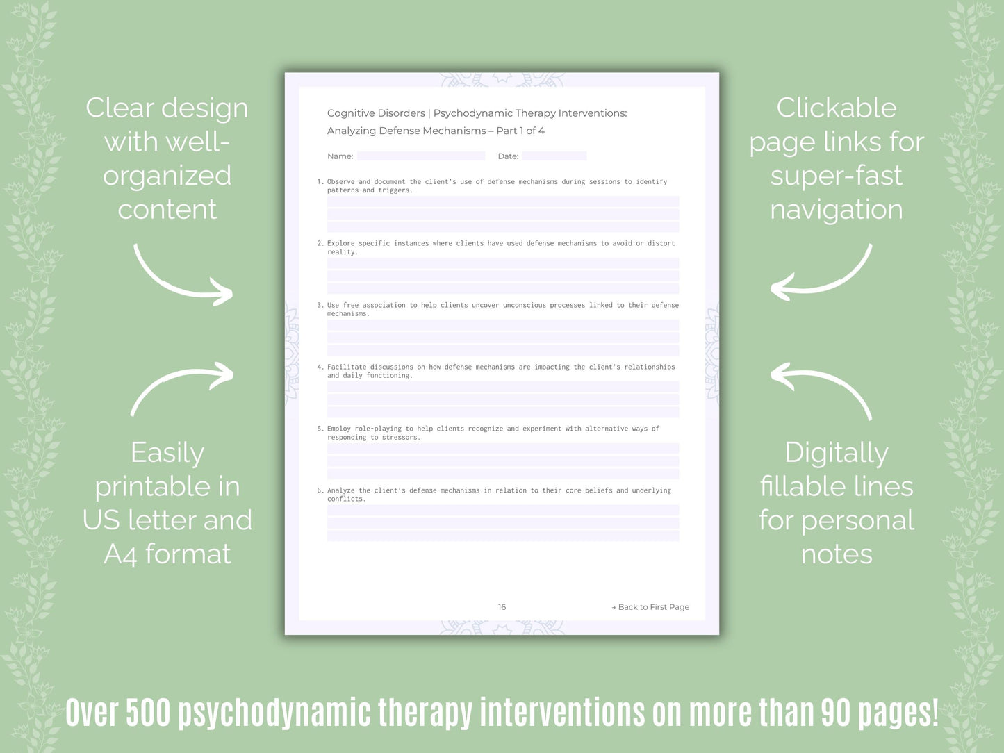 Cognitive Disorders Psychodynamic Therapy Counseling Templates