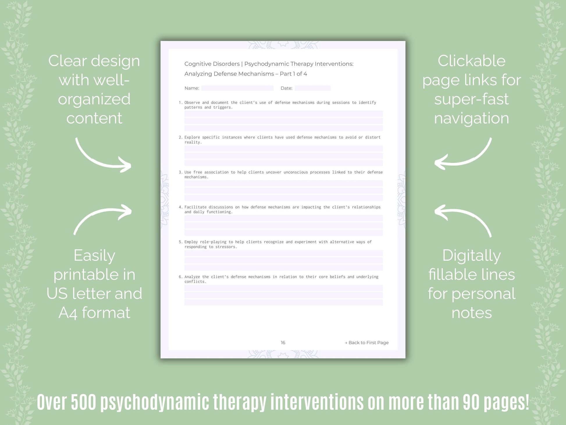 Cognitive Disorders Psychodynamic Therapy Counseling Templates