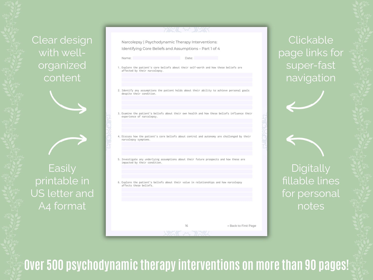 Narcolepsy Psychodynamic Therapy Counseling Templates