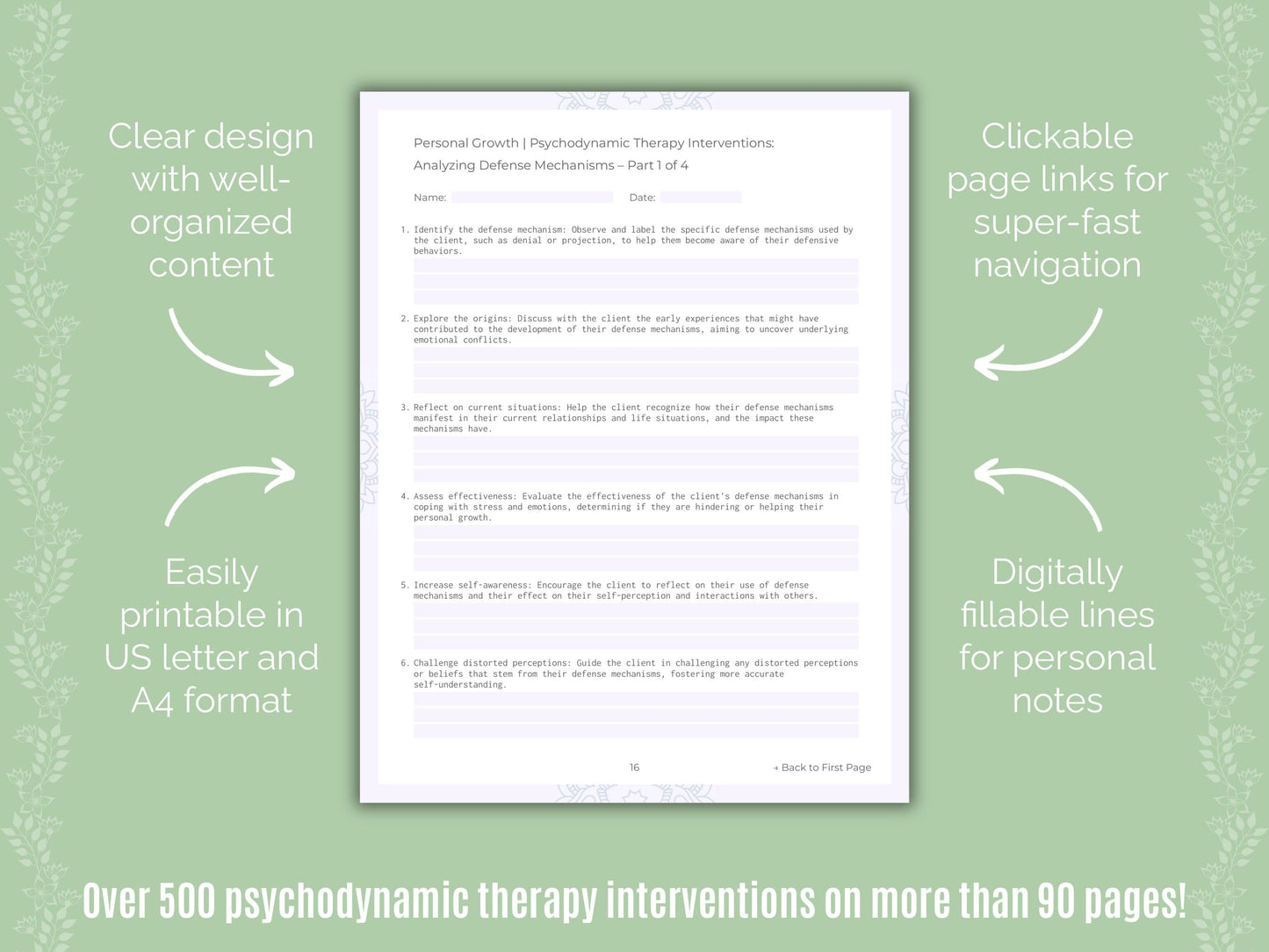 Personal Growth Psychodynamic Therapy Counseling Templates