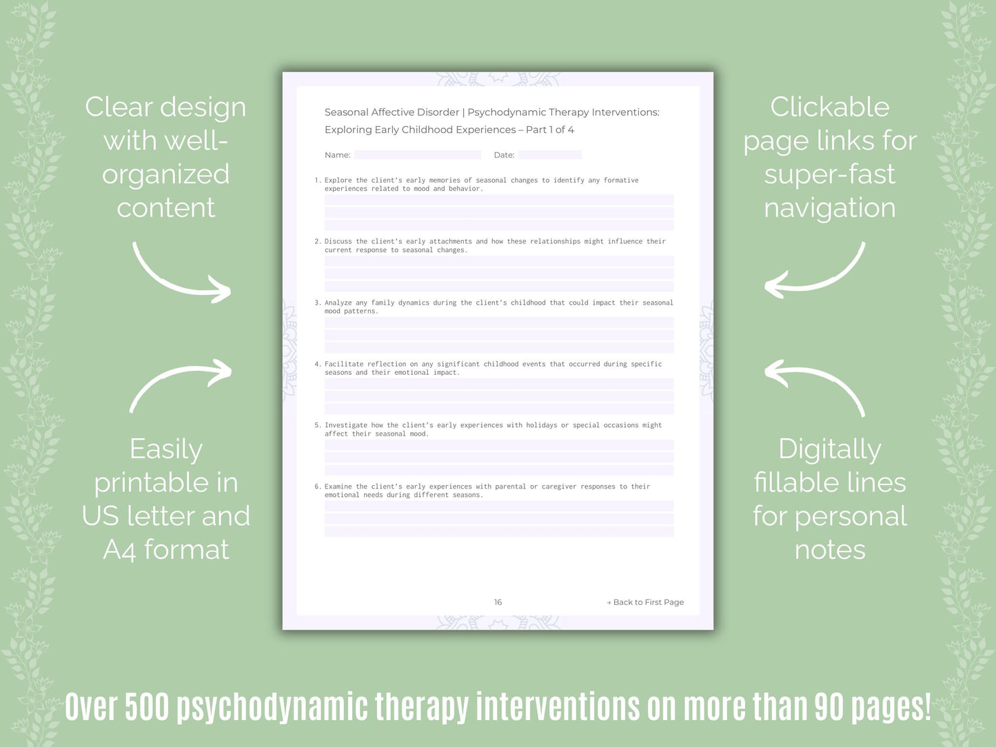 Seasonal Affective Disorder Psychodynamic Therapy Counseling Templates