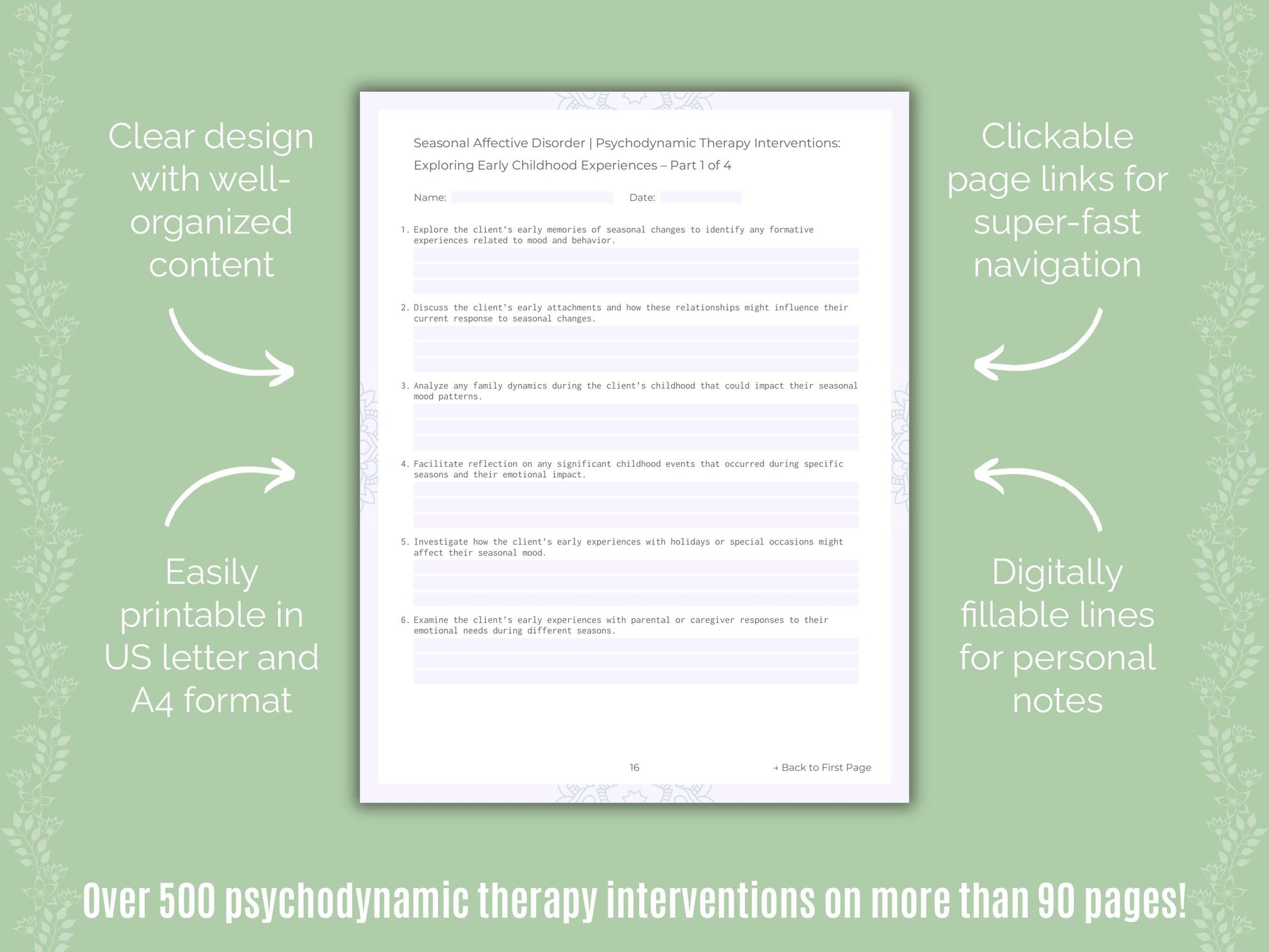 Seasonal Affective Disorder Psychodynamic Therapy Counseling Templates