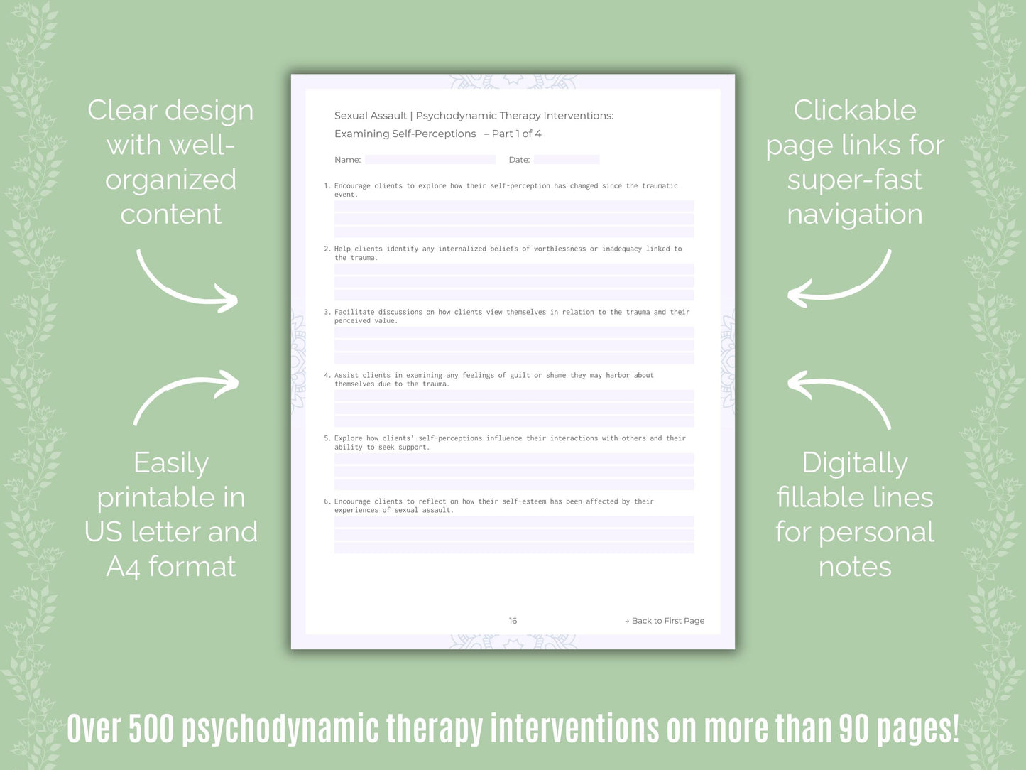 Sexual Assault Psychodynamic Therapy Counseling Templates