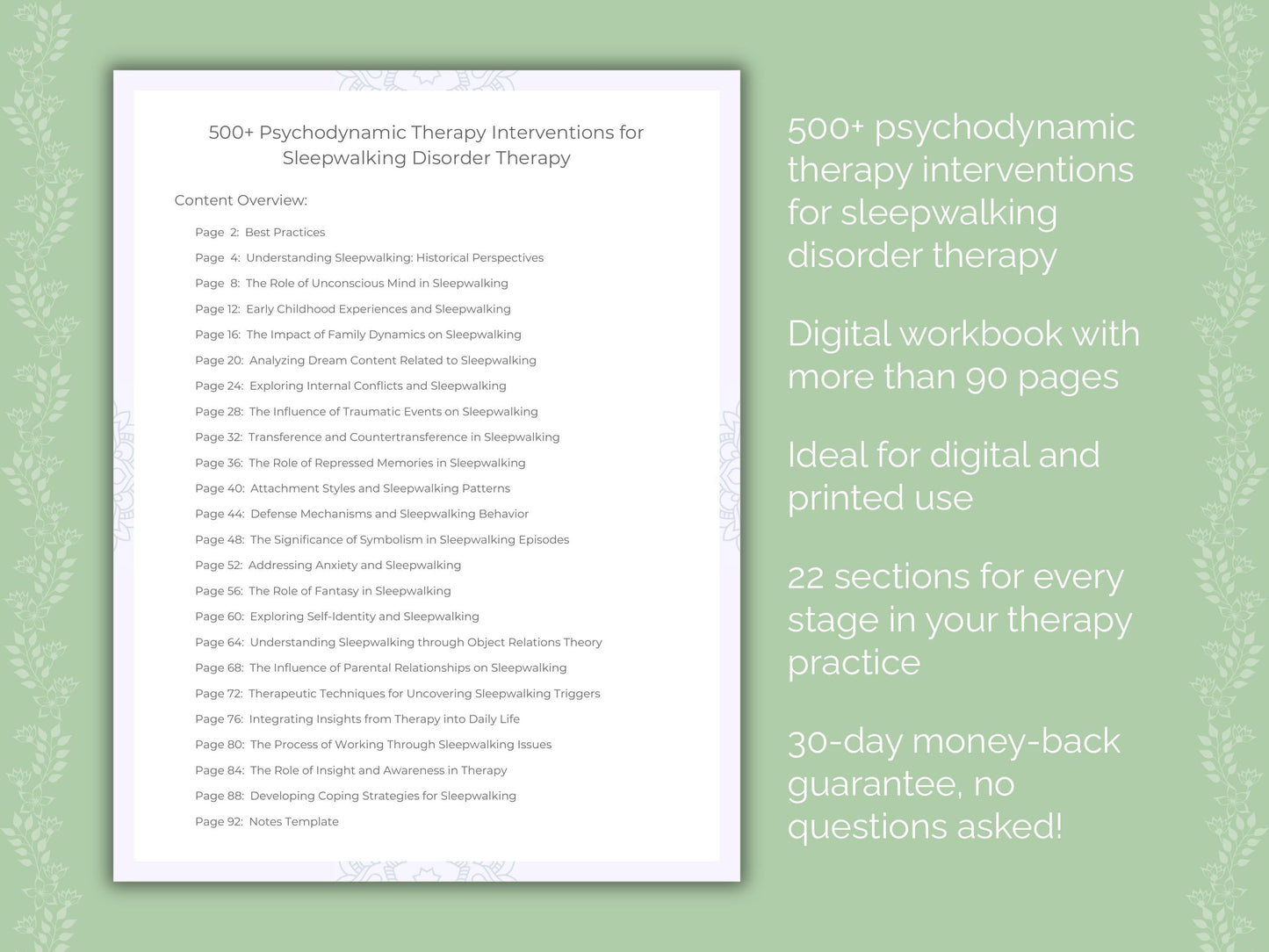 Sleepwalking Disorder Psychodynamic Therapy Therapist Worksheets