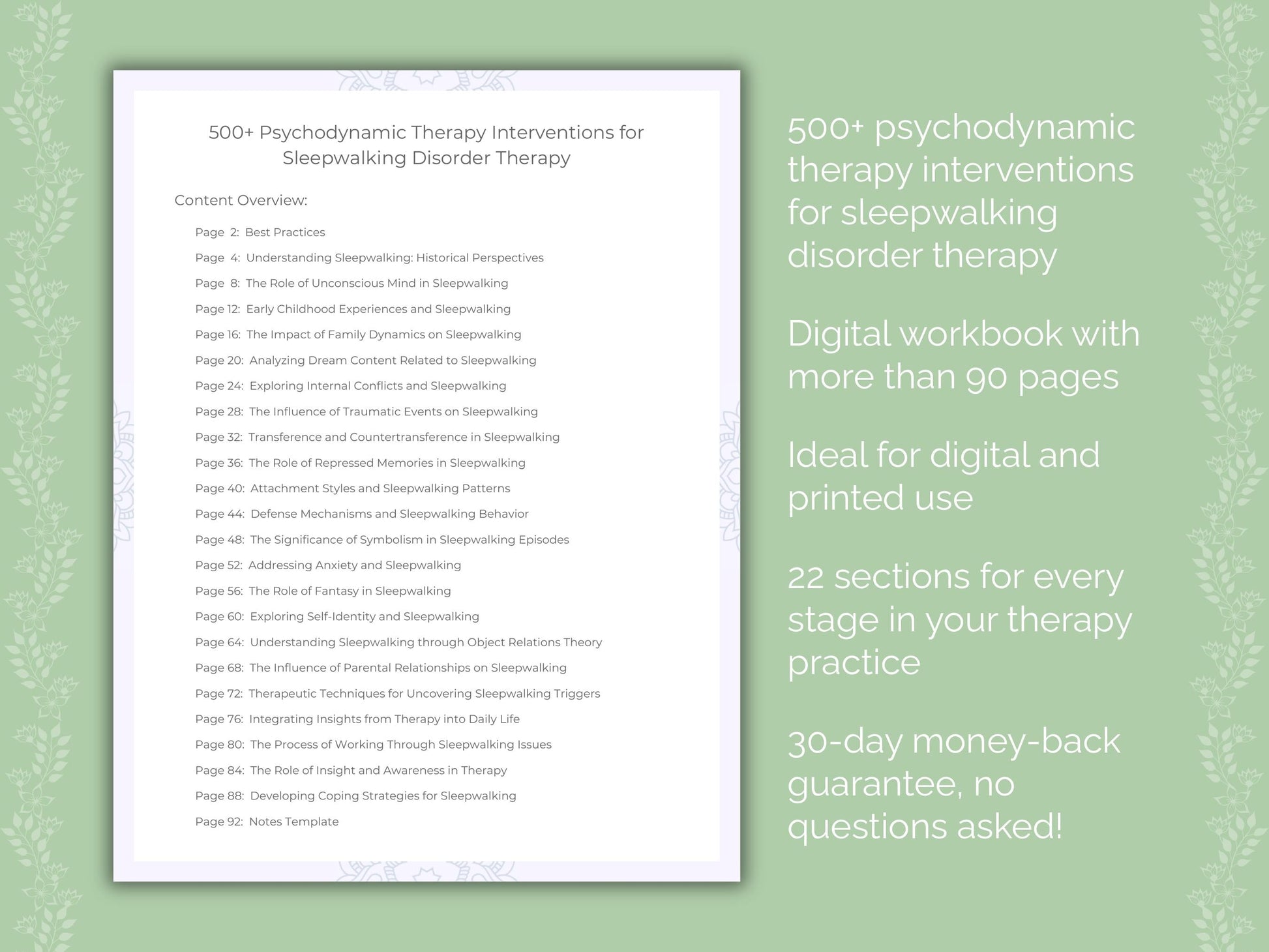 Sleepwalking Disorder Psychodynamic Therapy Therapist Worksheets