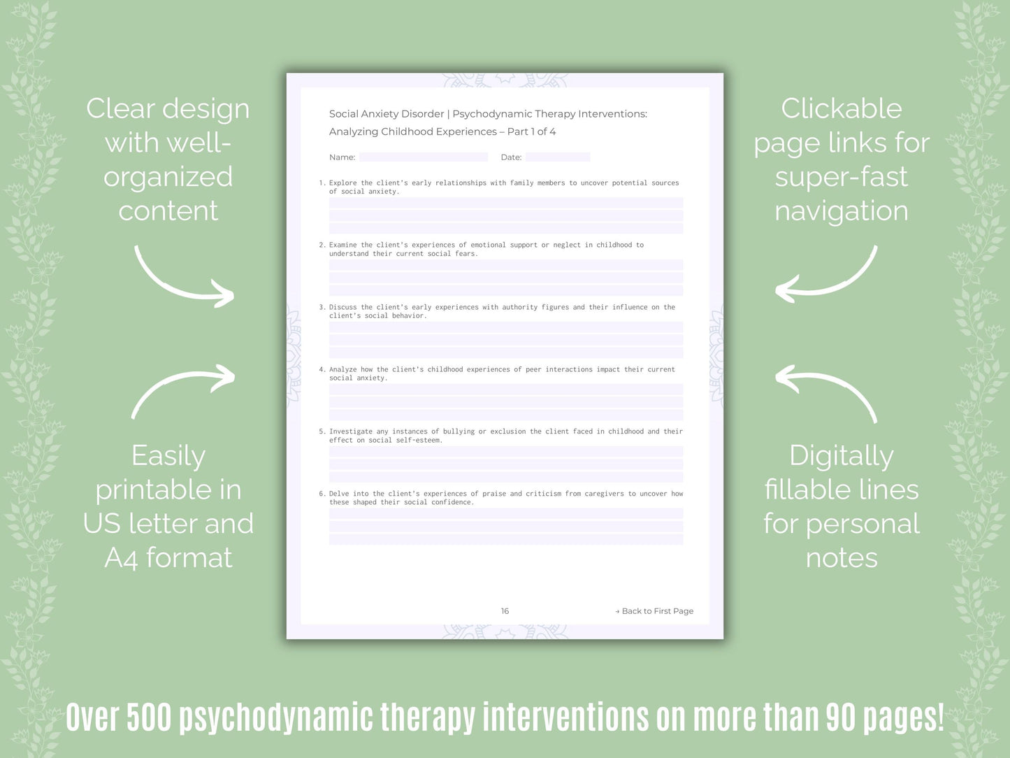 Social Anxiety Disorder Psychodynamic Therapy Counseling Templates