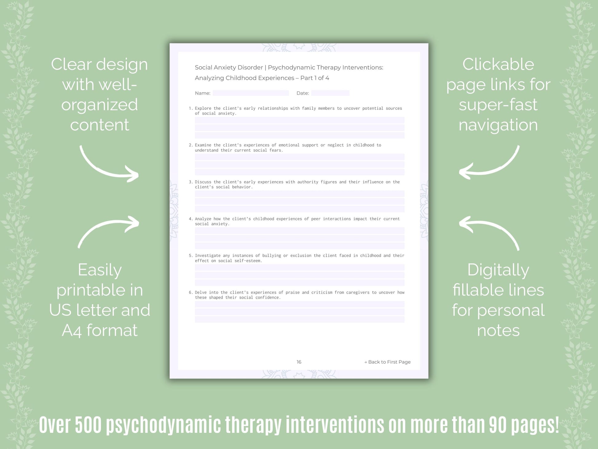 Social Anxiety Disorder Psychodynamic Therapy Counseling Templates