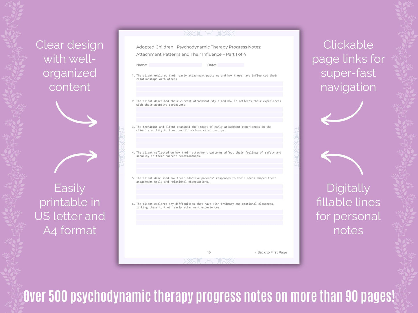 Adopted Children Psychodynamic Therapy Counseling Templates