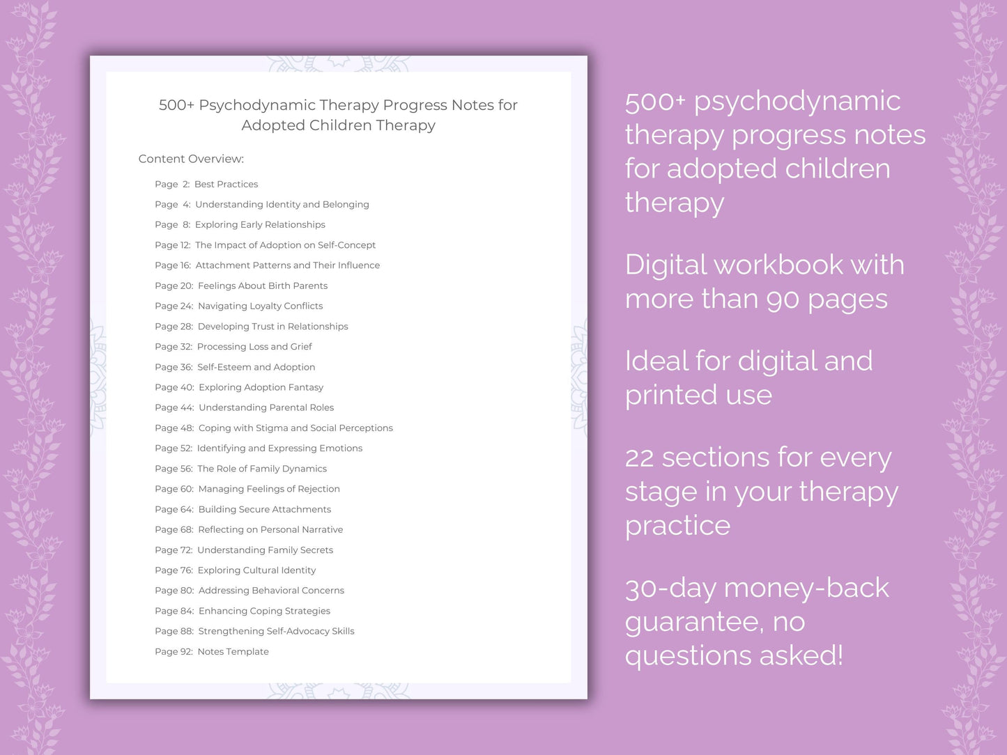 Adopted Children Psychodynamic Therapy Therapist Worksheets