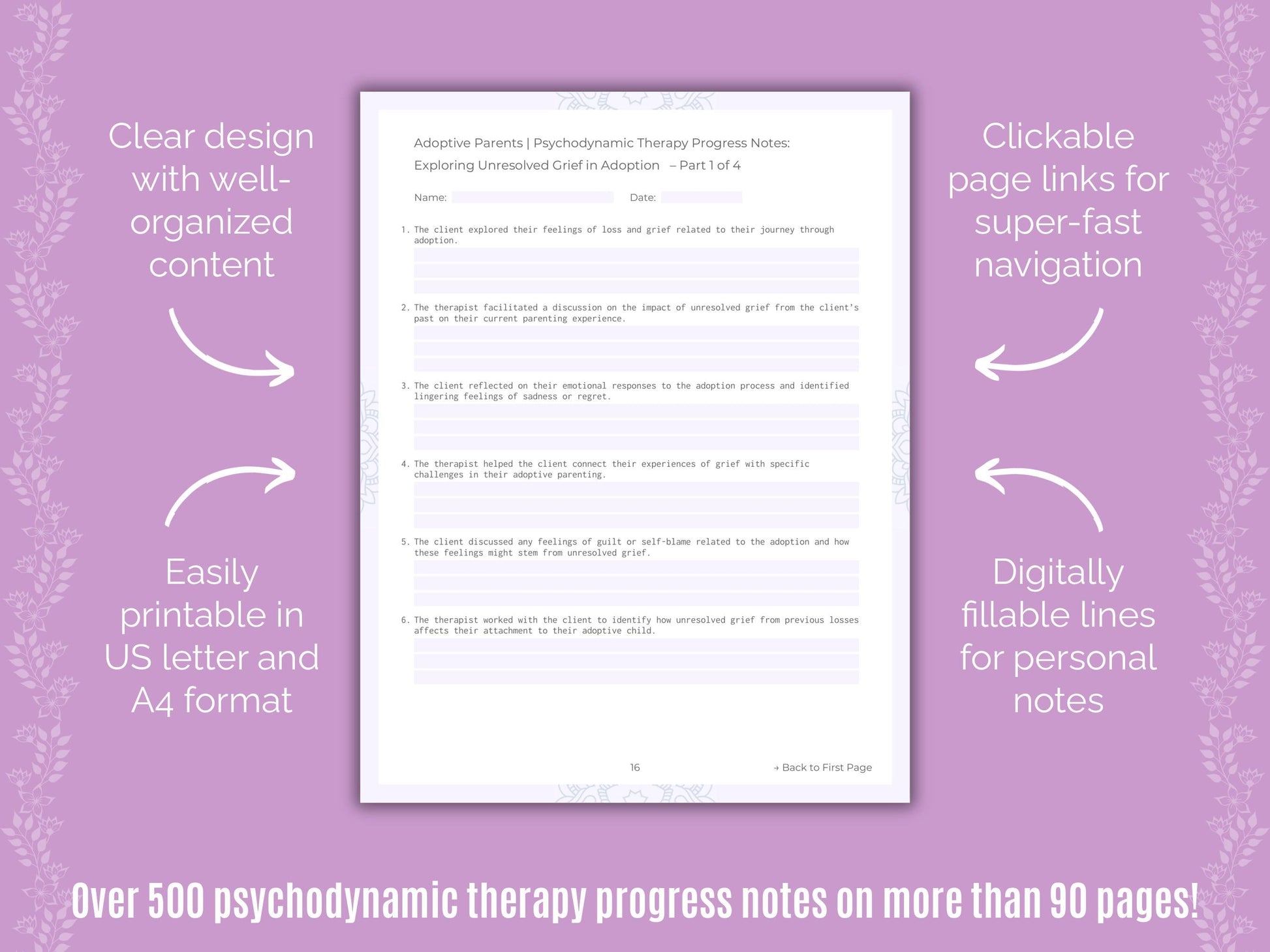 Adoptive Parents Psychodynamic Therapy Counseling Templates