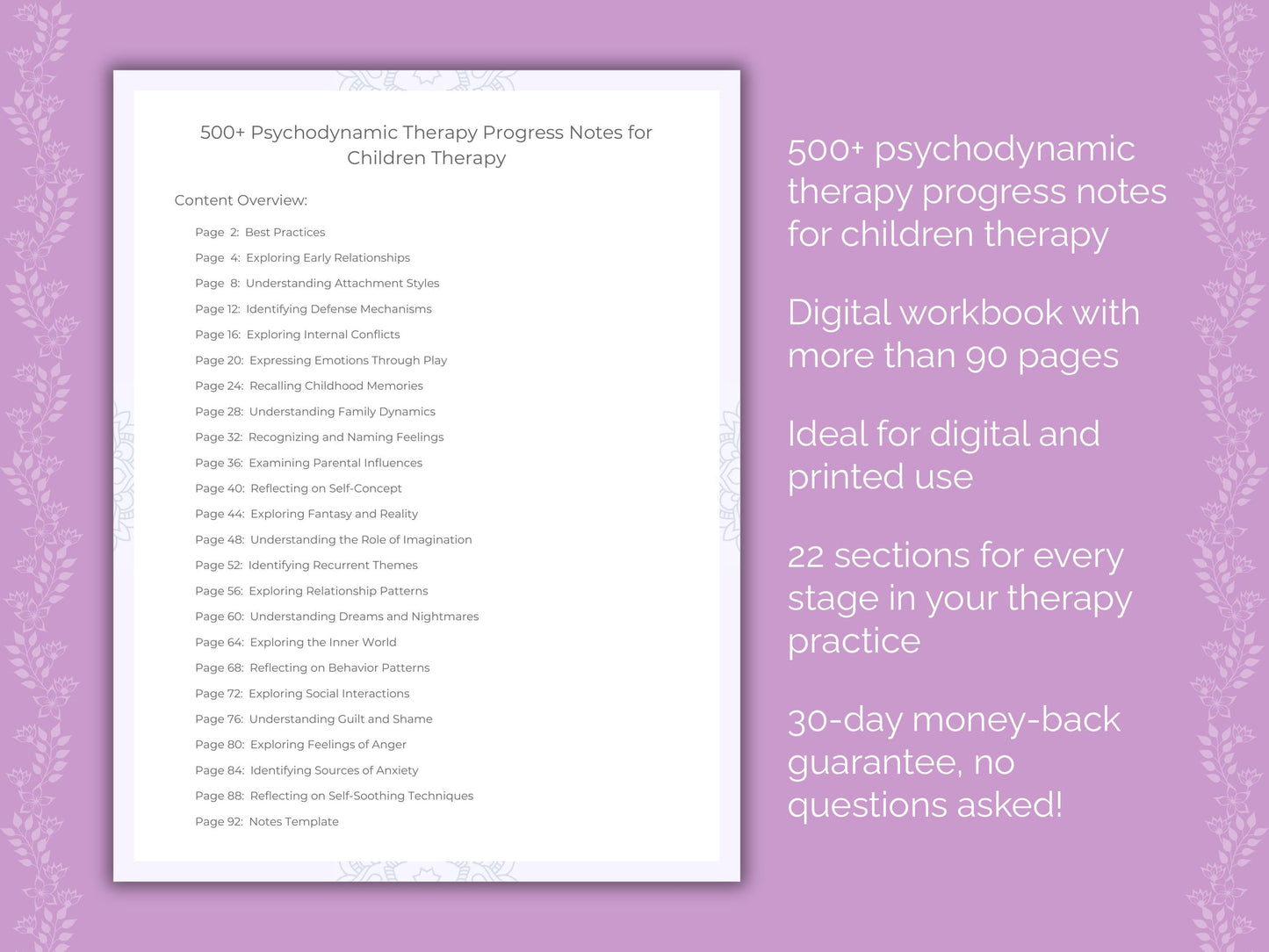 Children Psychodynamic Therapy Therapist Worksheets