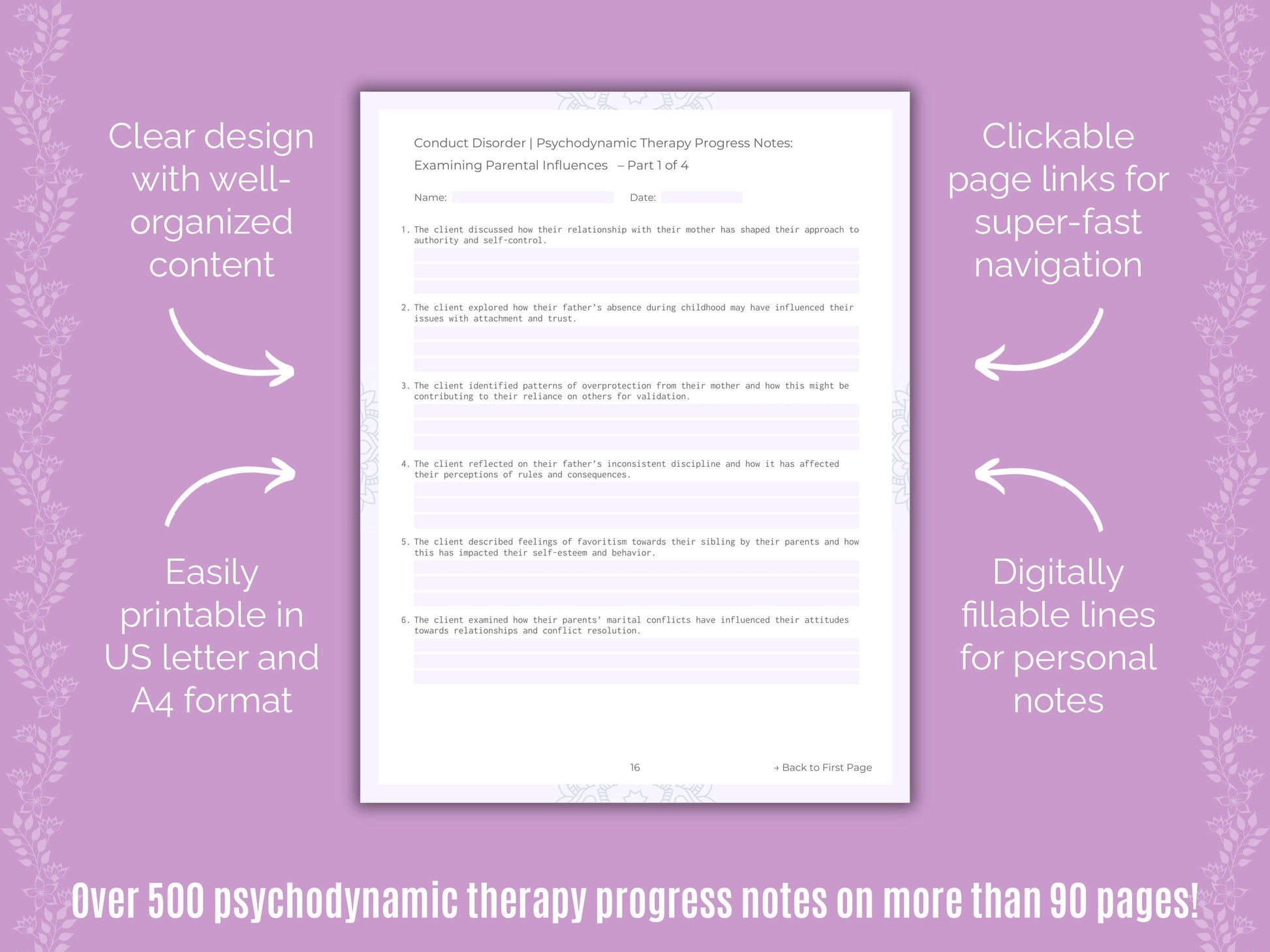 Conduct Disorder Psychodynamic Therapy Counseling Templates