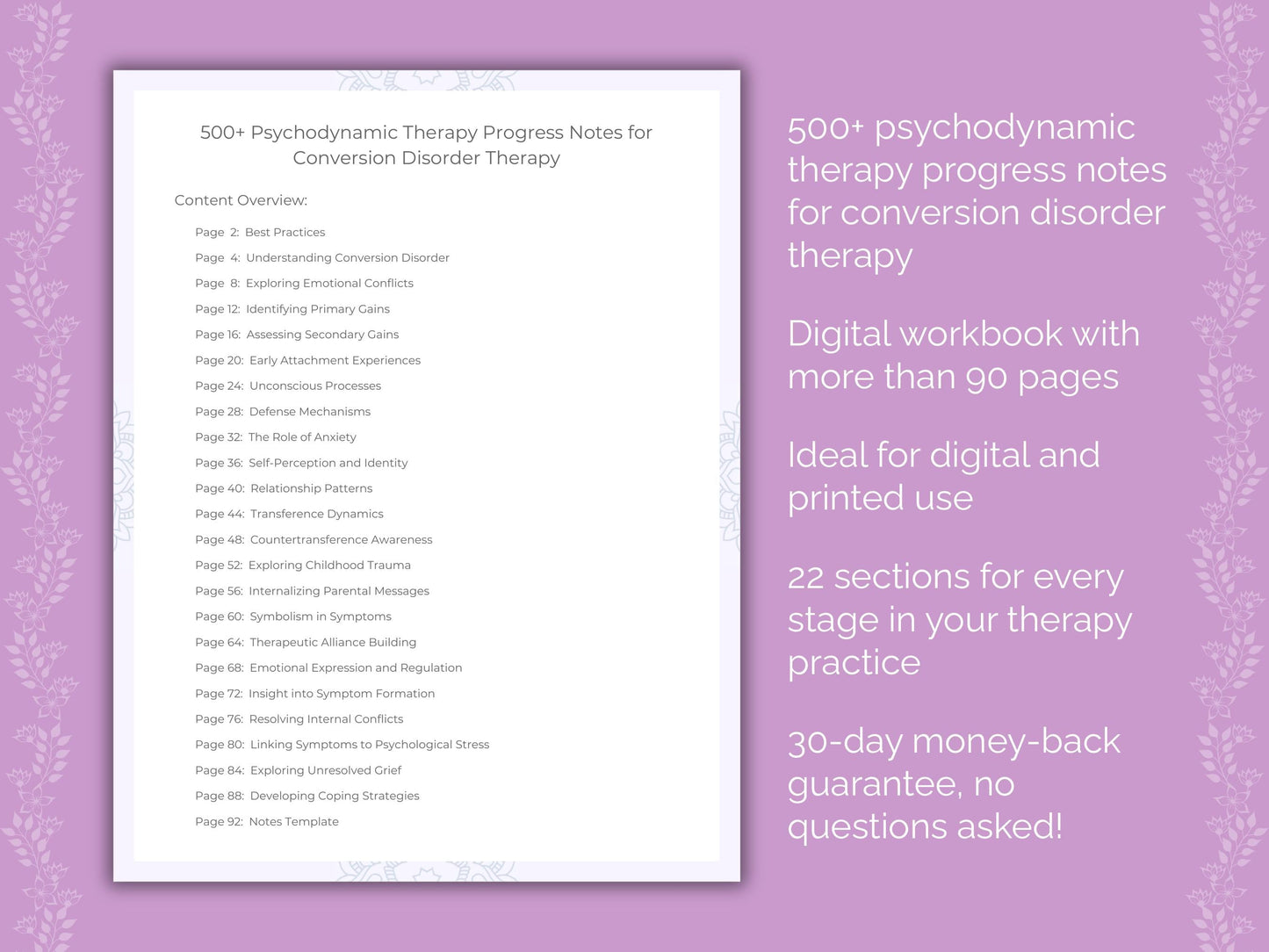 Conversion Disorder Psychodynamic Therapy Therapist Worksheets