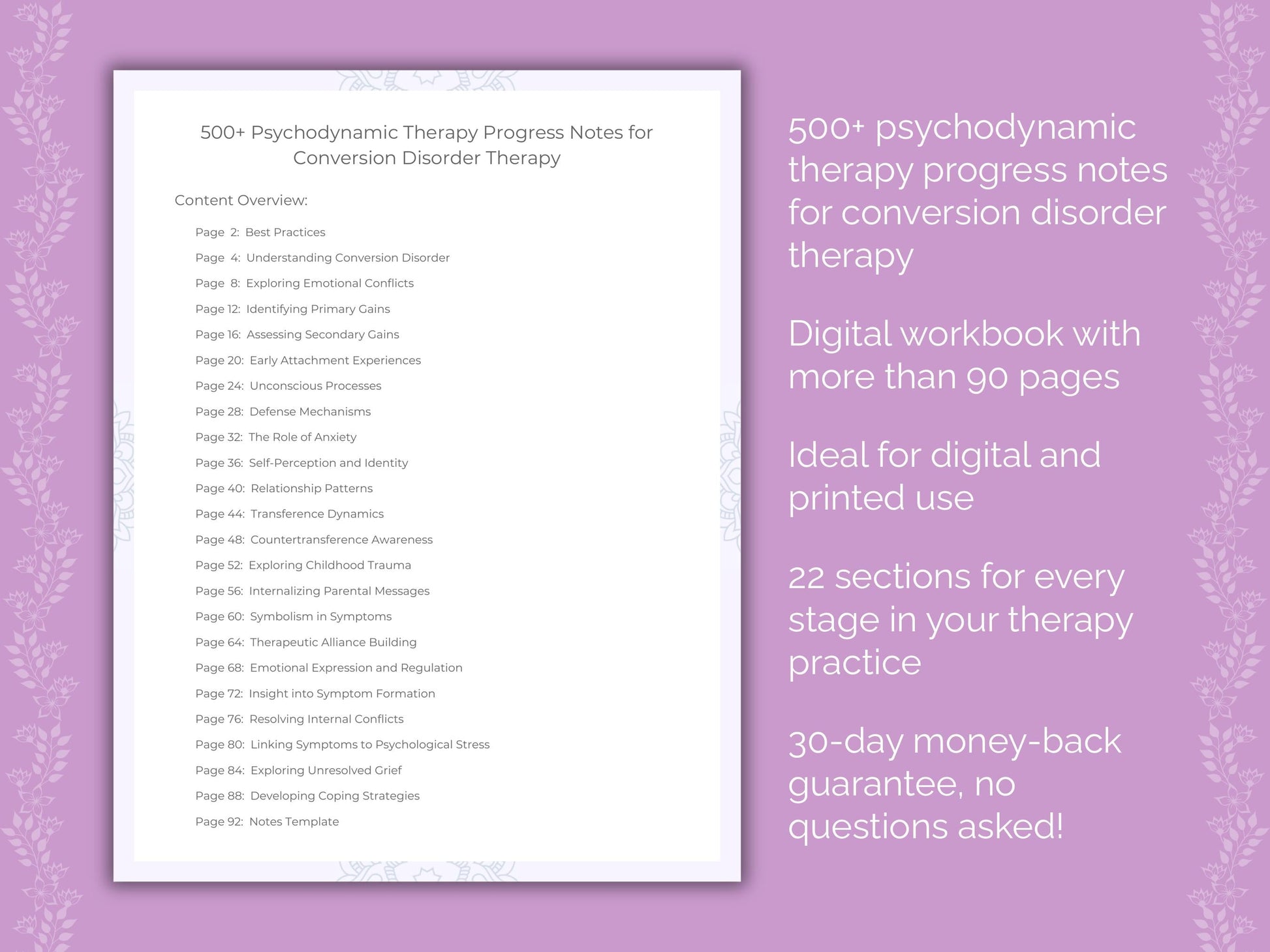 Conversion Disorder Psychodynamic Therapy Therapist Worksheets