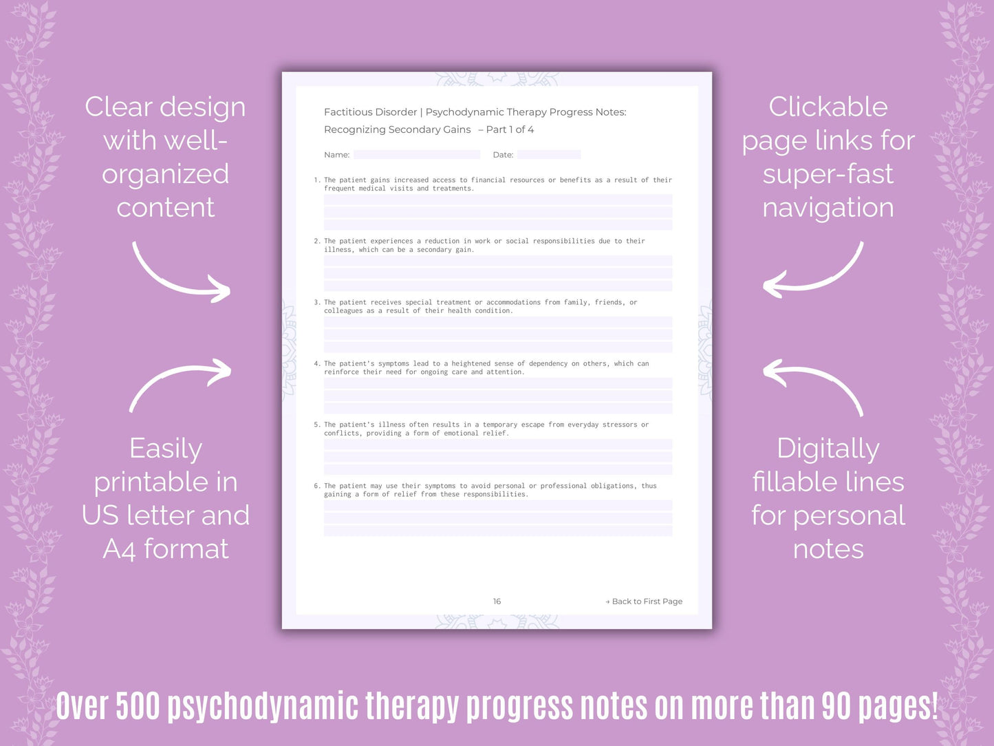 Factitious Disorder Psychodynamic Therapy Counseling Templates