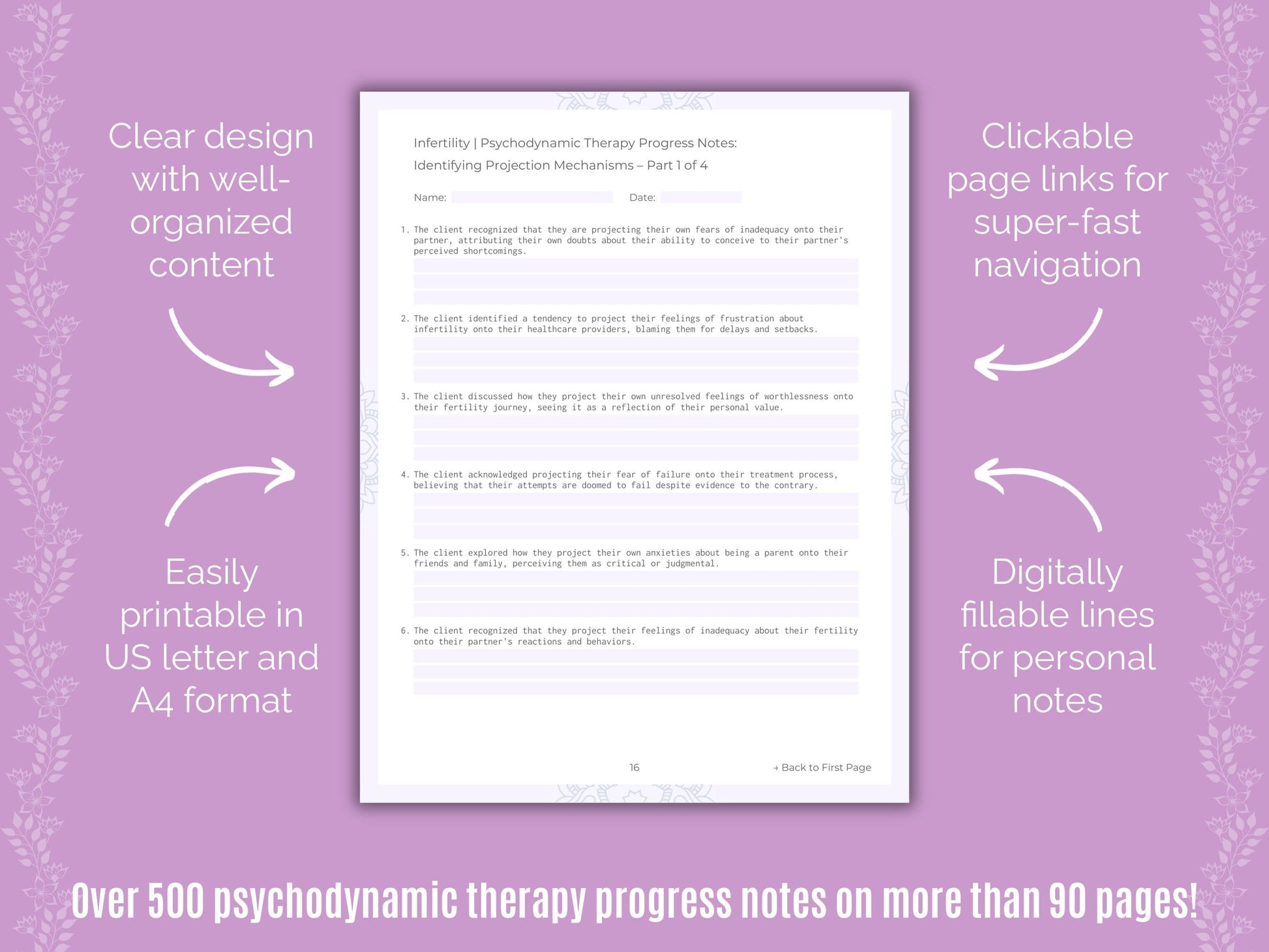 Infertility Psychodynamic Therapy Counseling Templates