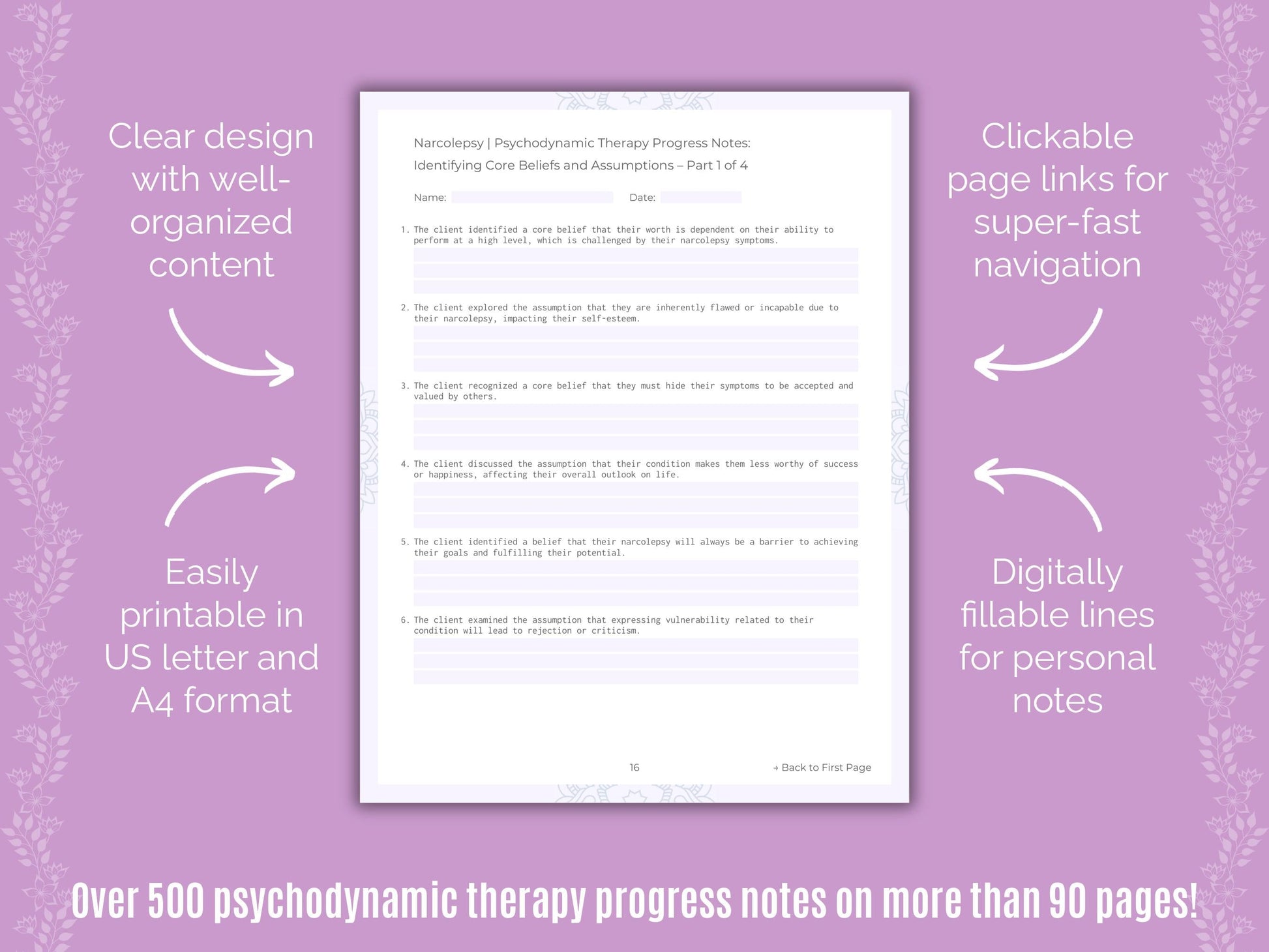 Narcolepsy Psychodynamic Therapy Counseling Templates