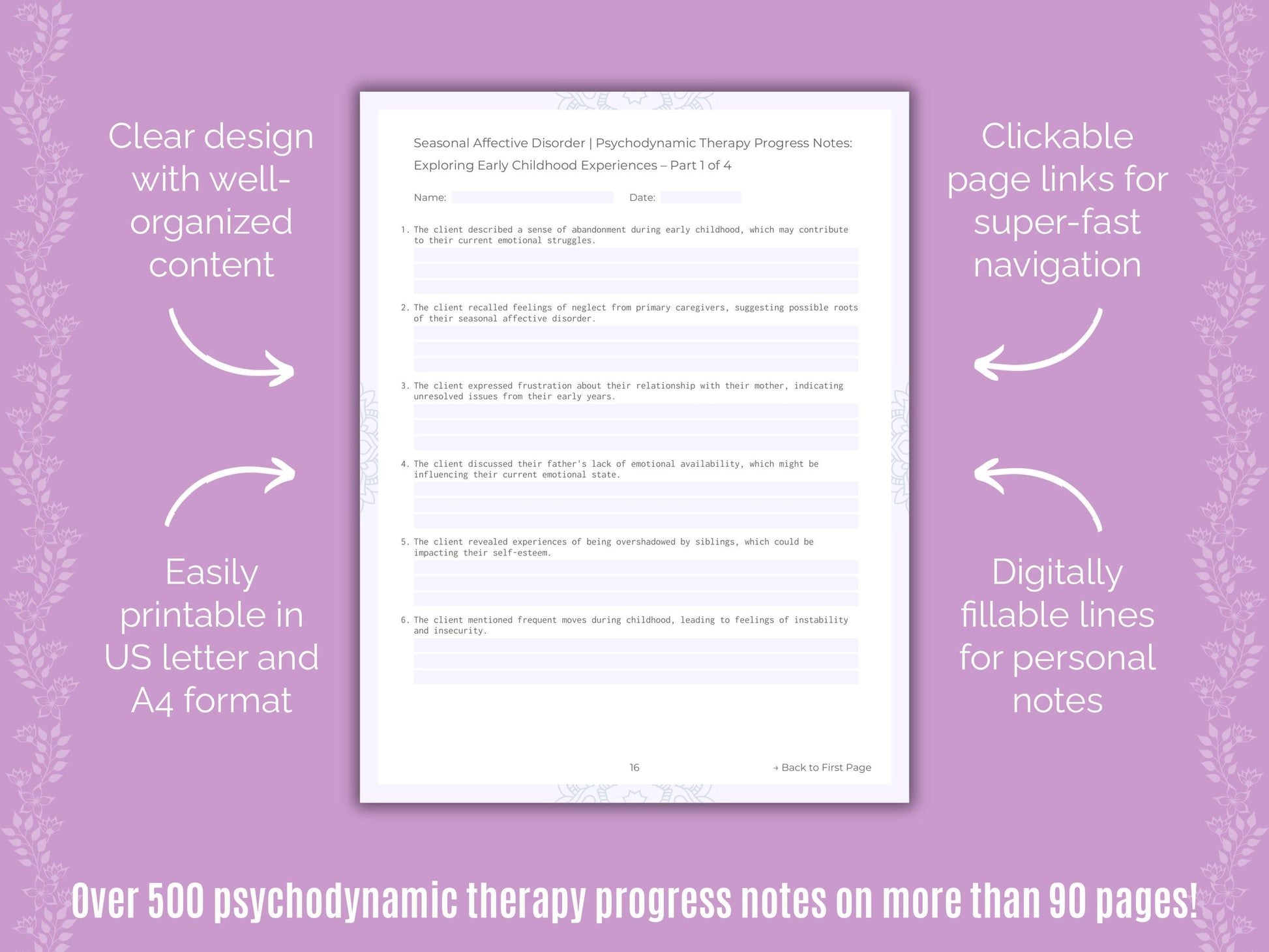 Seasonal Affective Disorder Psychodynamic Therapy Counseling Templates